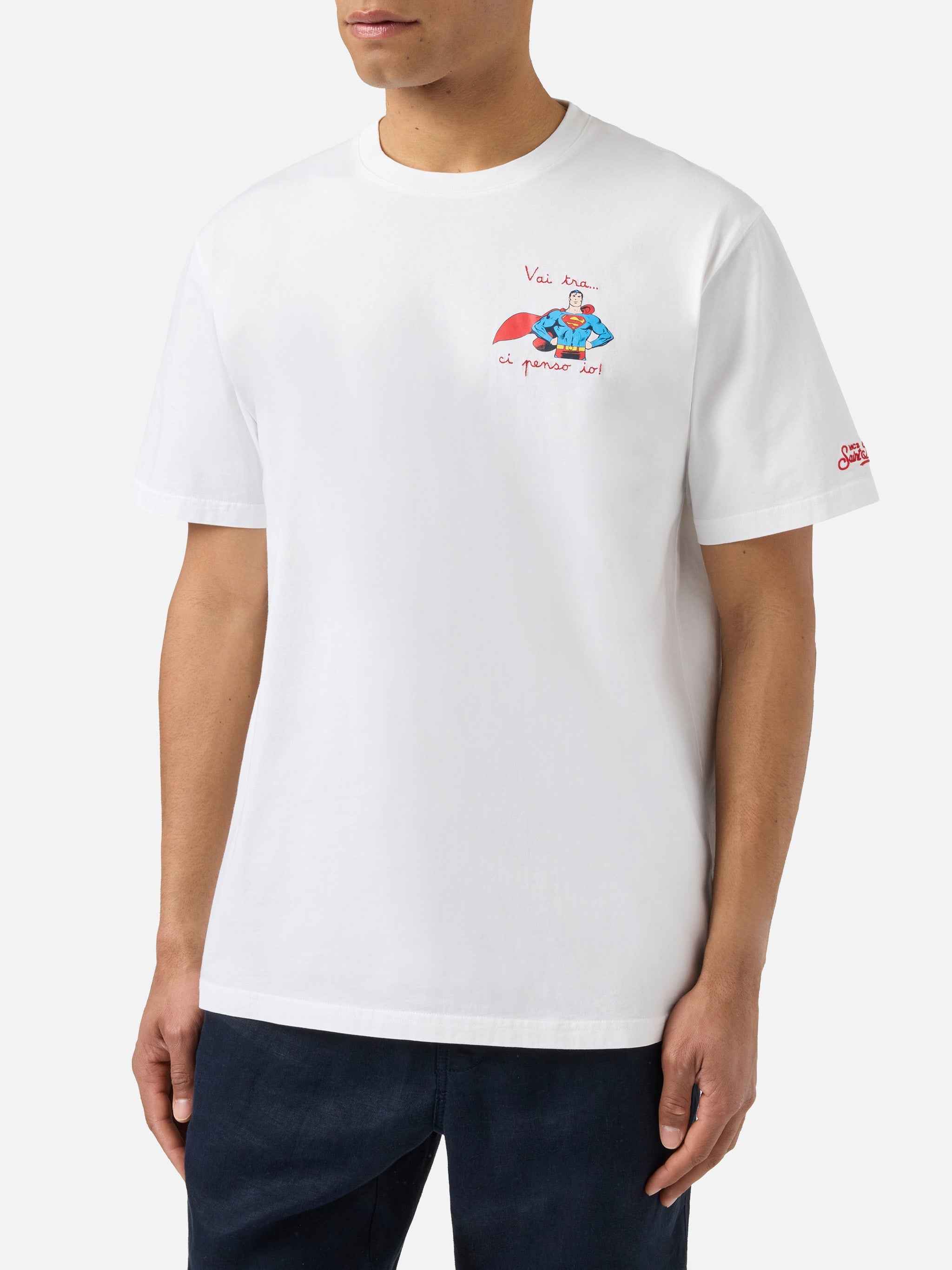 White Portofino T-Shirt With Vai Tra Ci Penso Io! Embroidery | Special Edition
