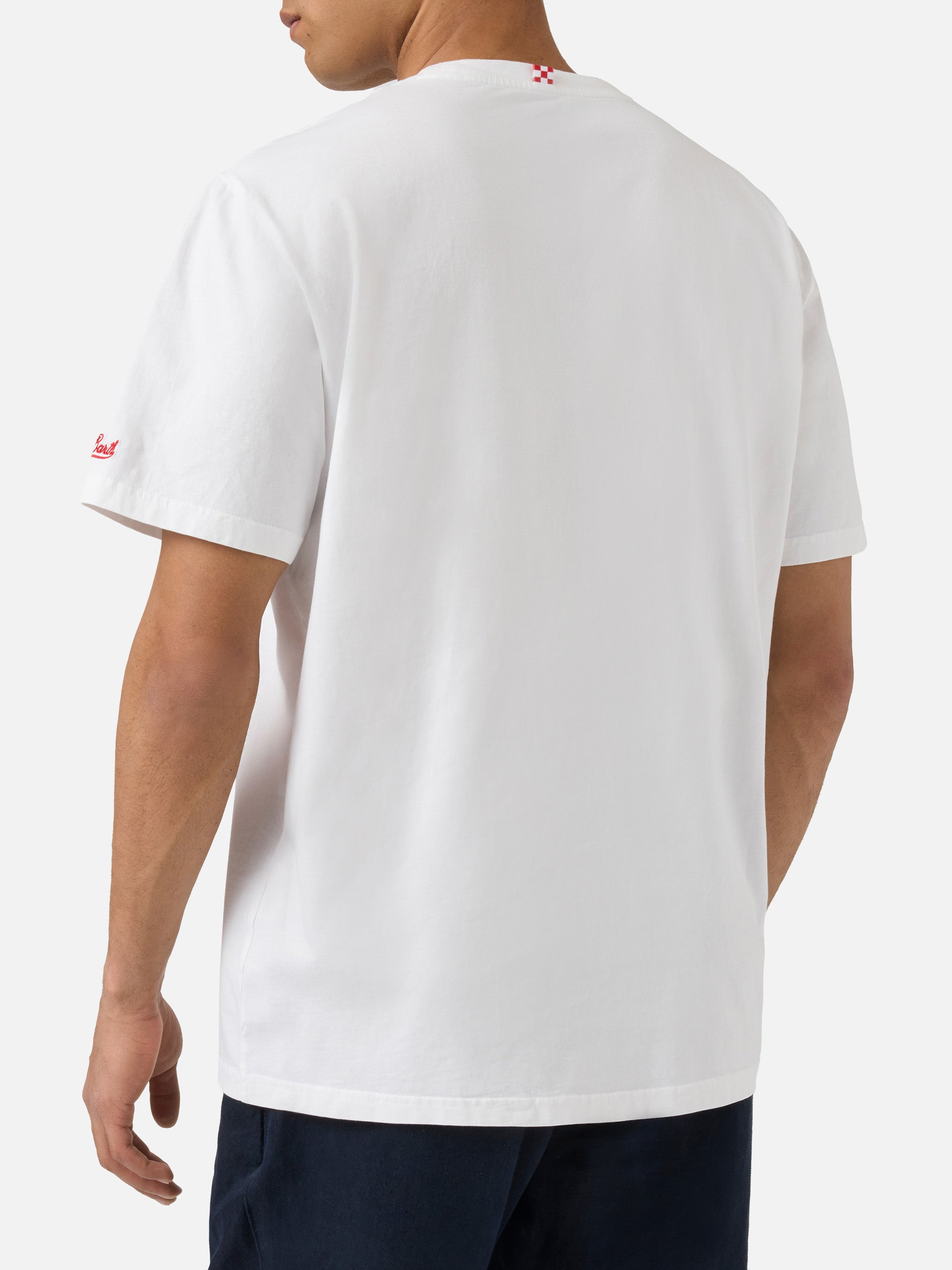 White Portofino T-Shirt With Vai Tra Ci Penso Io! Embroidery | Special Edition