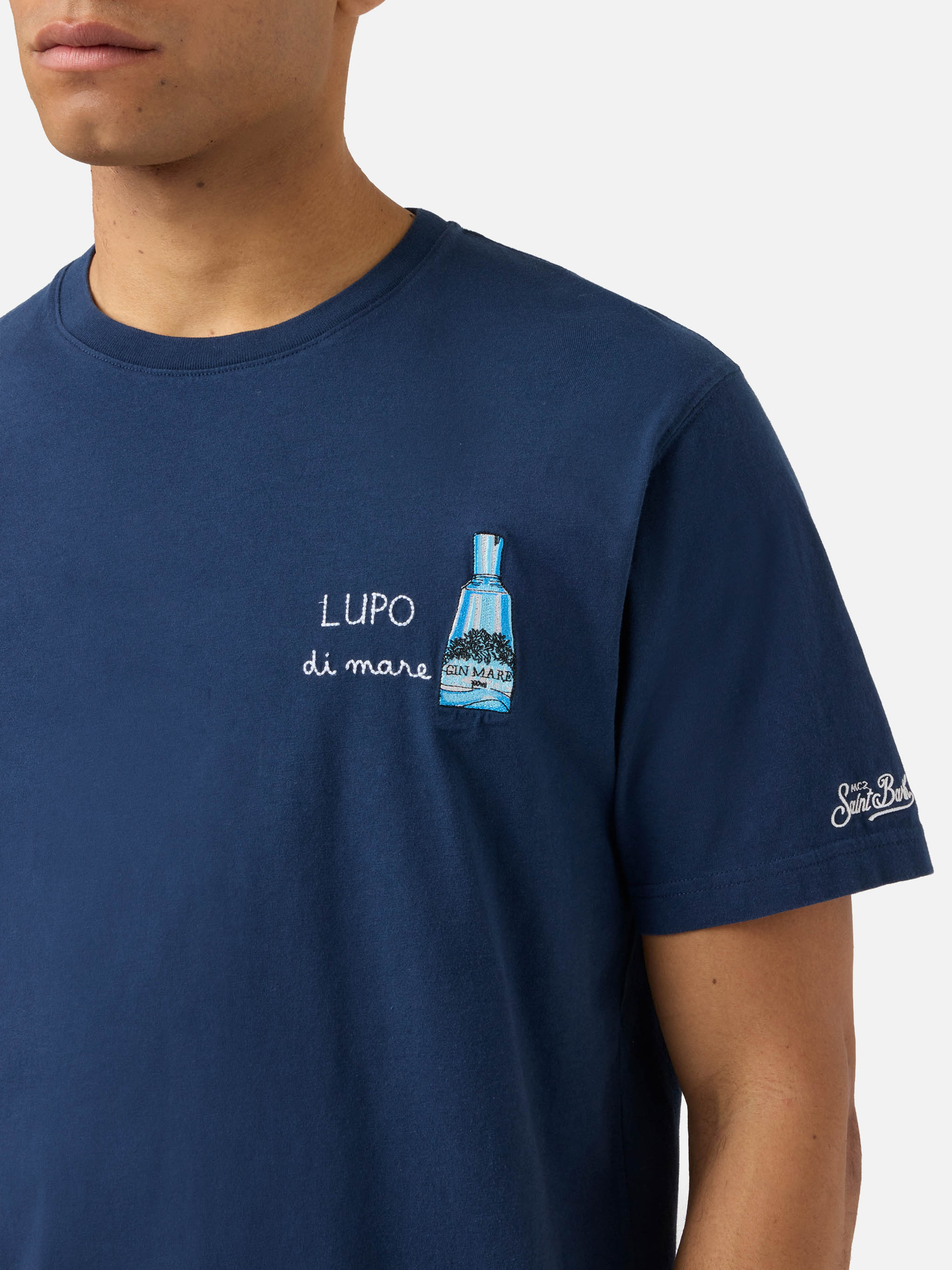 Blue Portofino T-Shirt With Lupo Di Mare Embroidery | Special Edition