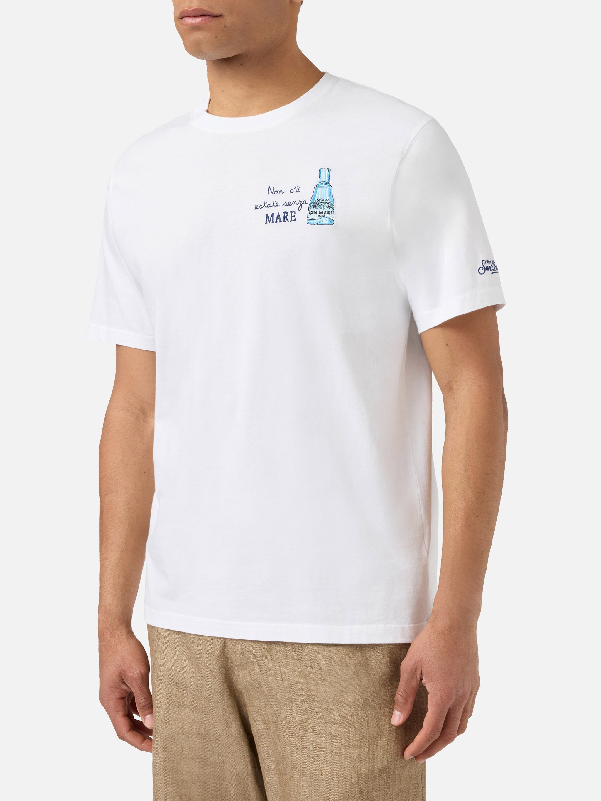 White Portofino T-Shirt With Non Cè Estate Senza Mare Embroidery | Special Edition