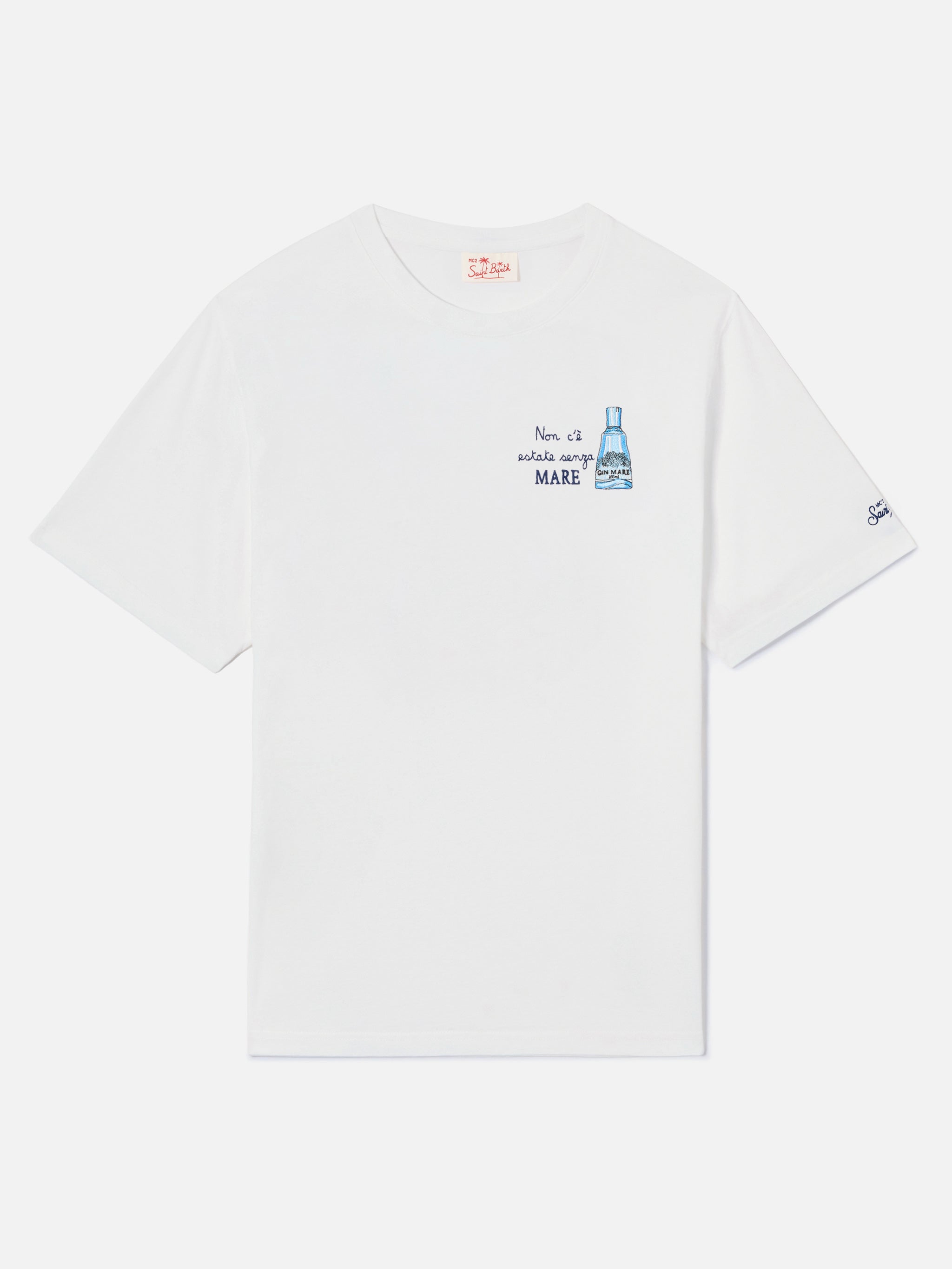 White Portofino T-Shirt With Non Cè Estate Senza Mare Embroidery | Special Edition