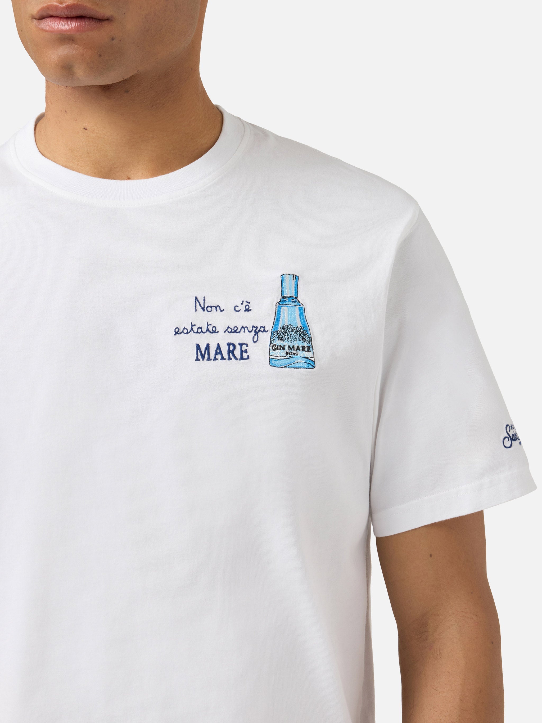 White Portofino T-Shirt With Non Cè Estate Senza Mare Embroidery | Special Edition