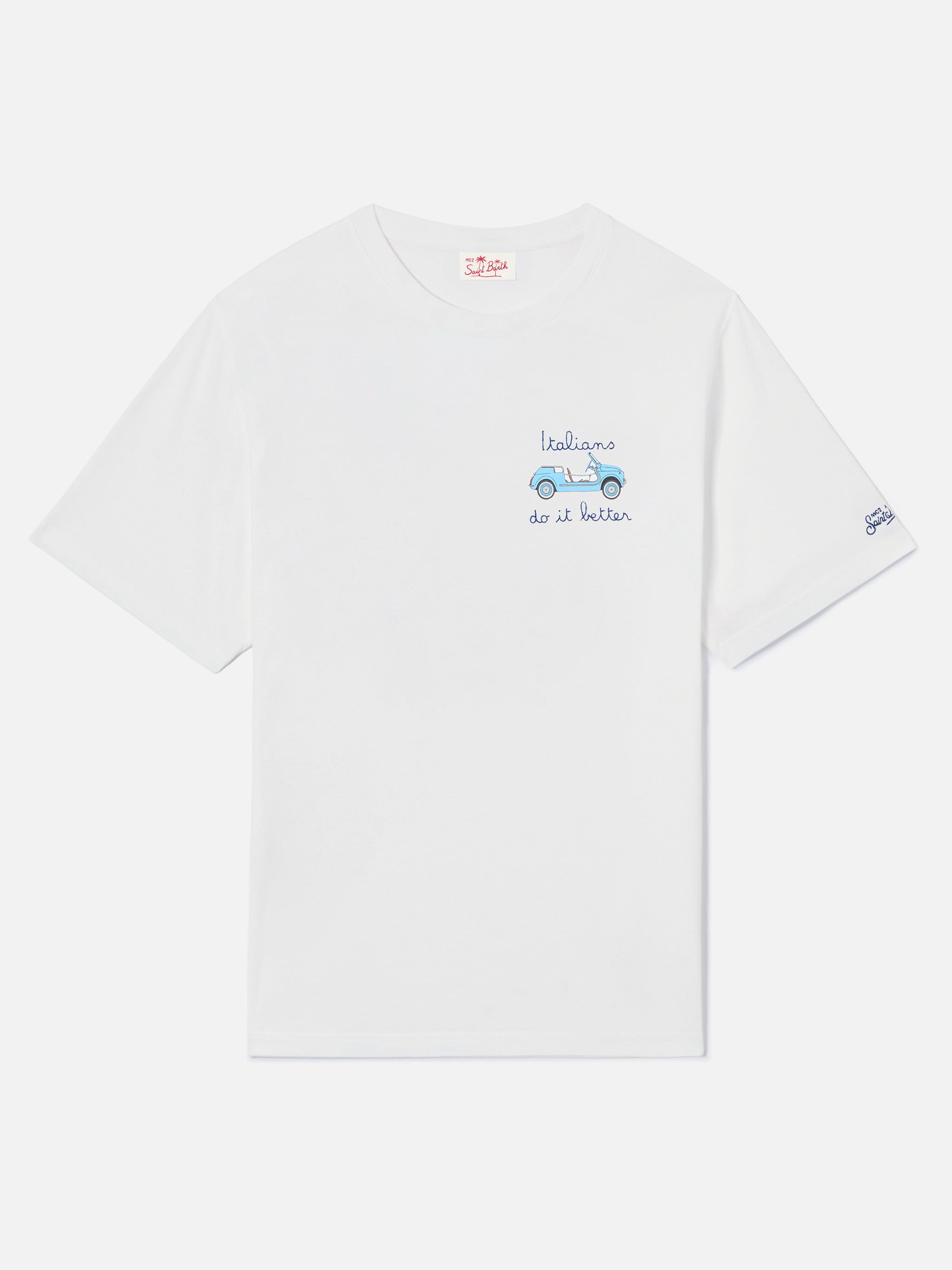 White Portofino T-Shirt With Italians Do It Better Embroidery