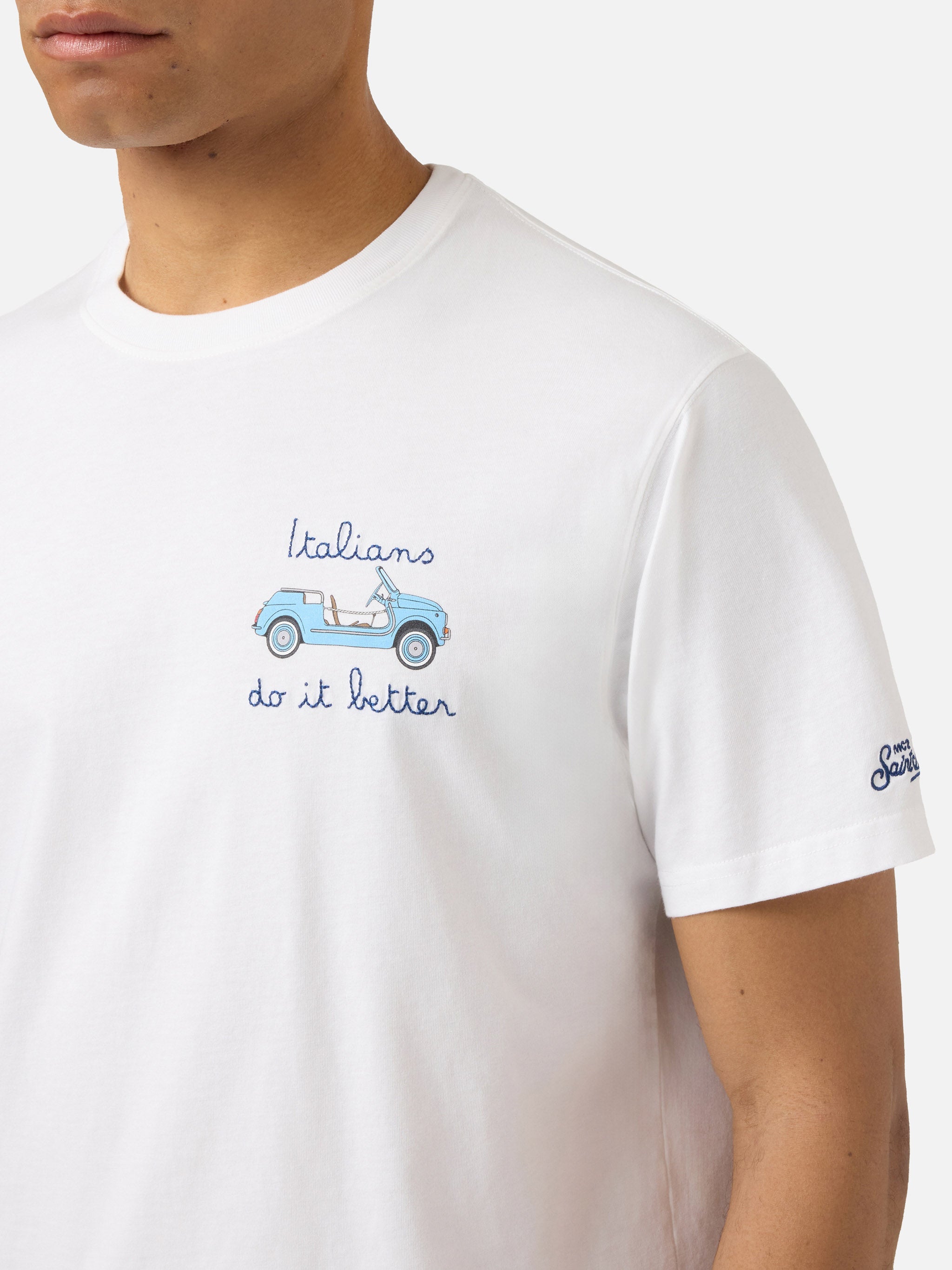 White Portofino T-Shirt With Italians Do It Better Embroidery