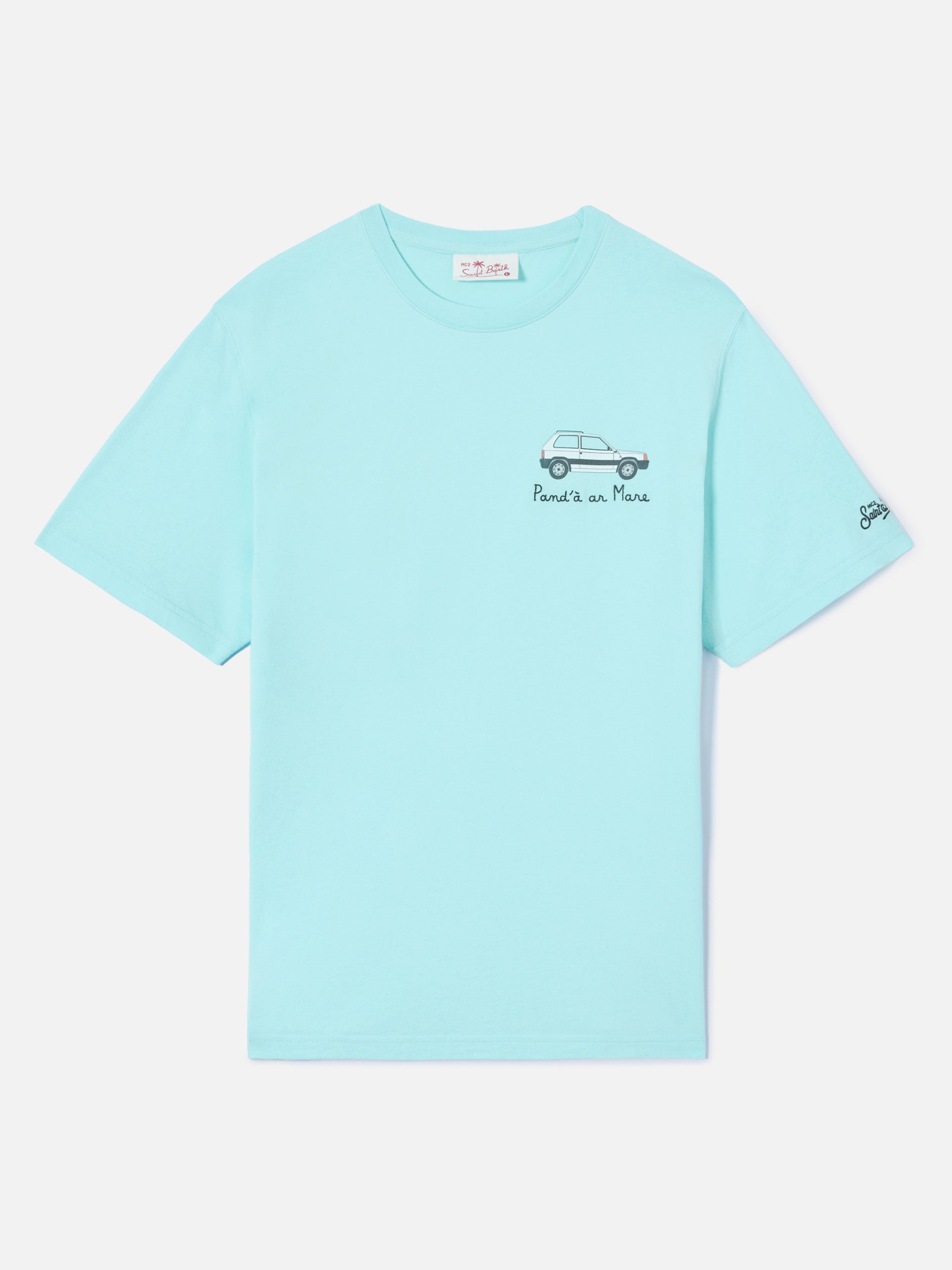 Soft Turquoise Portofino T-Shirt With Pandà Ar Mare Embroidery | Special Edition Green