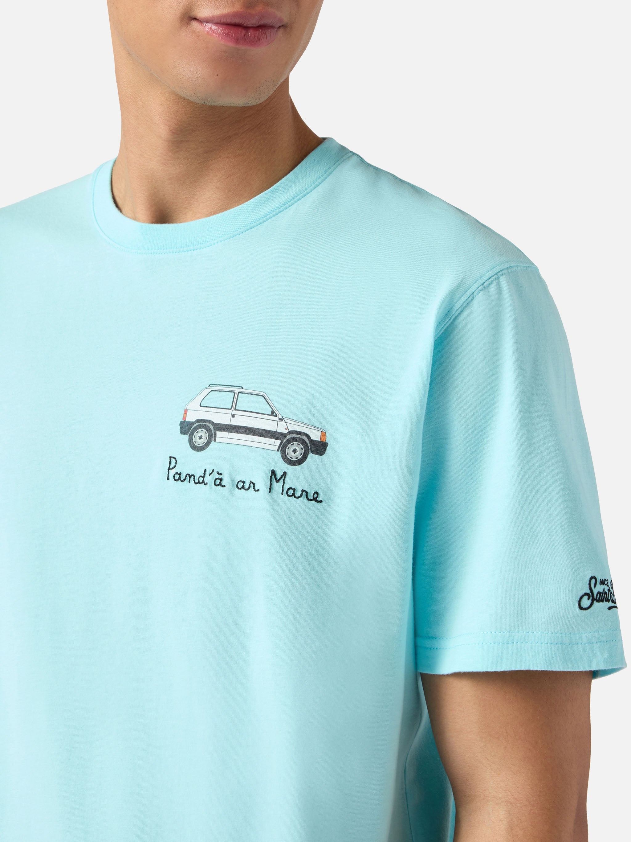 Soft Turquoise Portofino T-Shirt With Pandà Ar Mare Embroidery | Special Edition Green