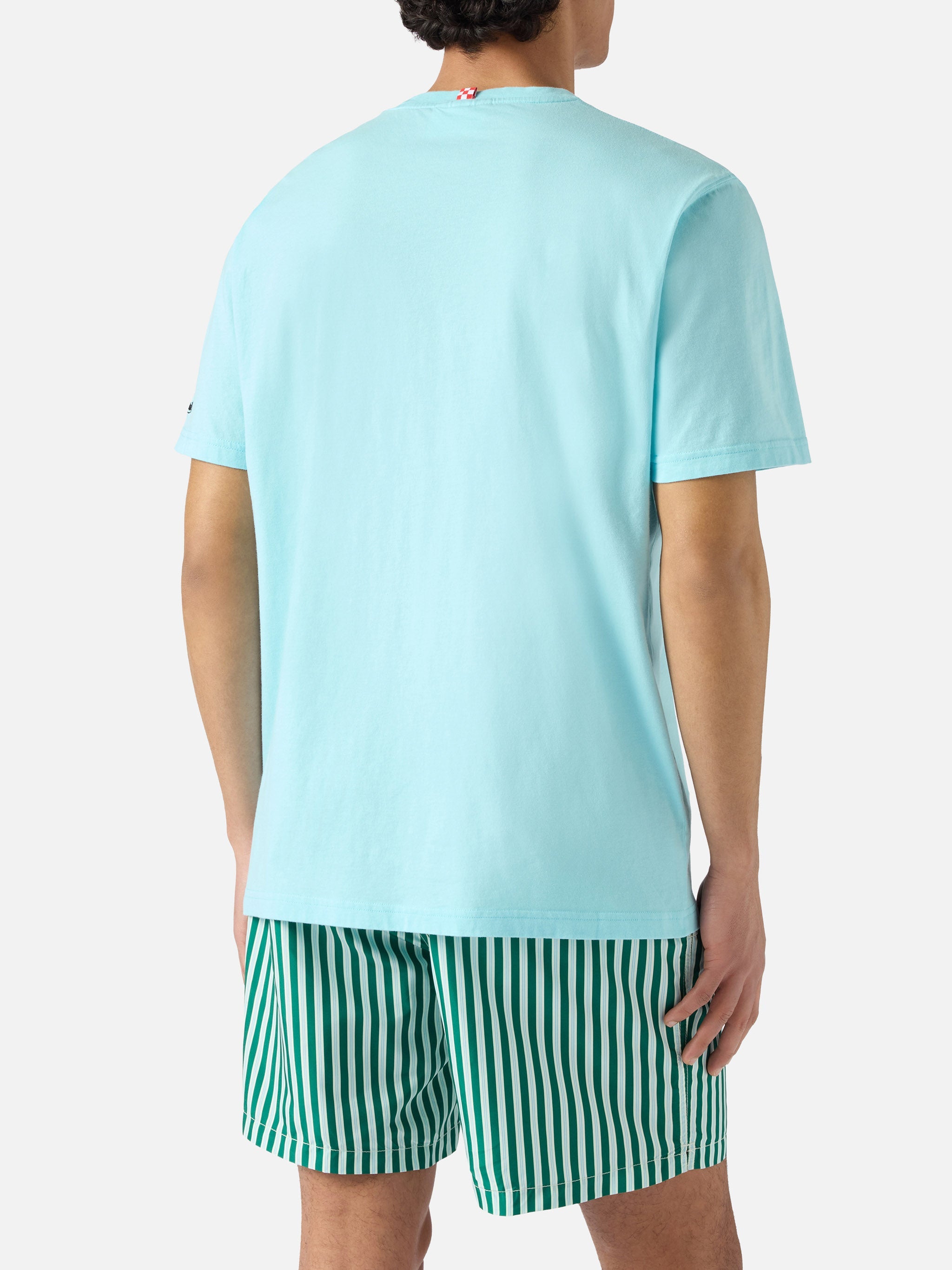 Soft Turquoise Portofino T-Shirt With Pandà Ar Mare Embroidery | Special Edition Green