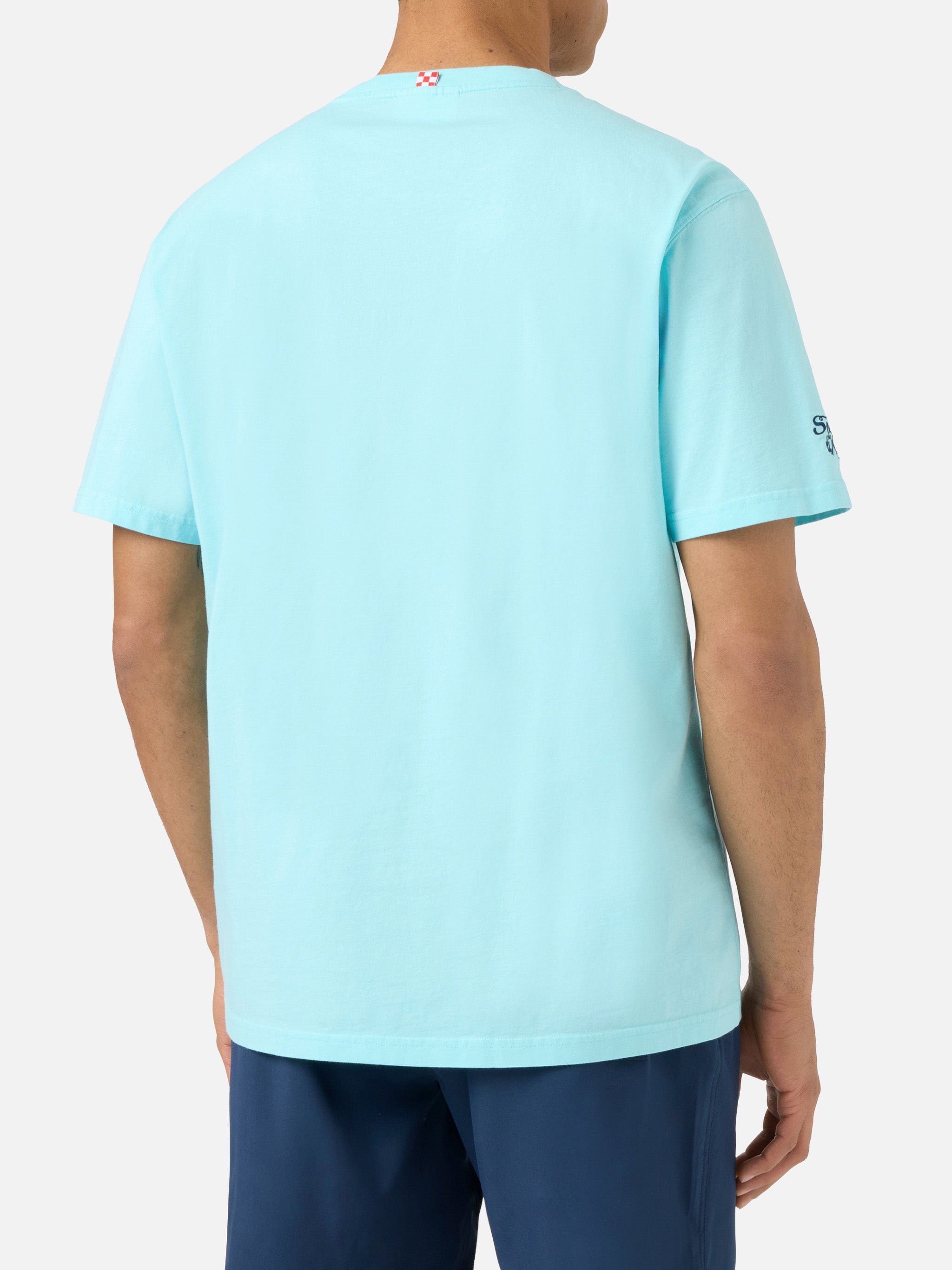 Aqua Green Portofino T-Shirt With Cerco Lestate Tutto Lanno Embroidery