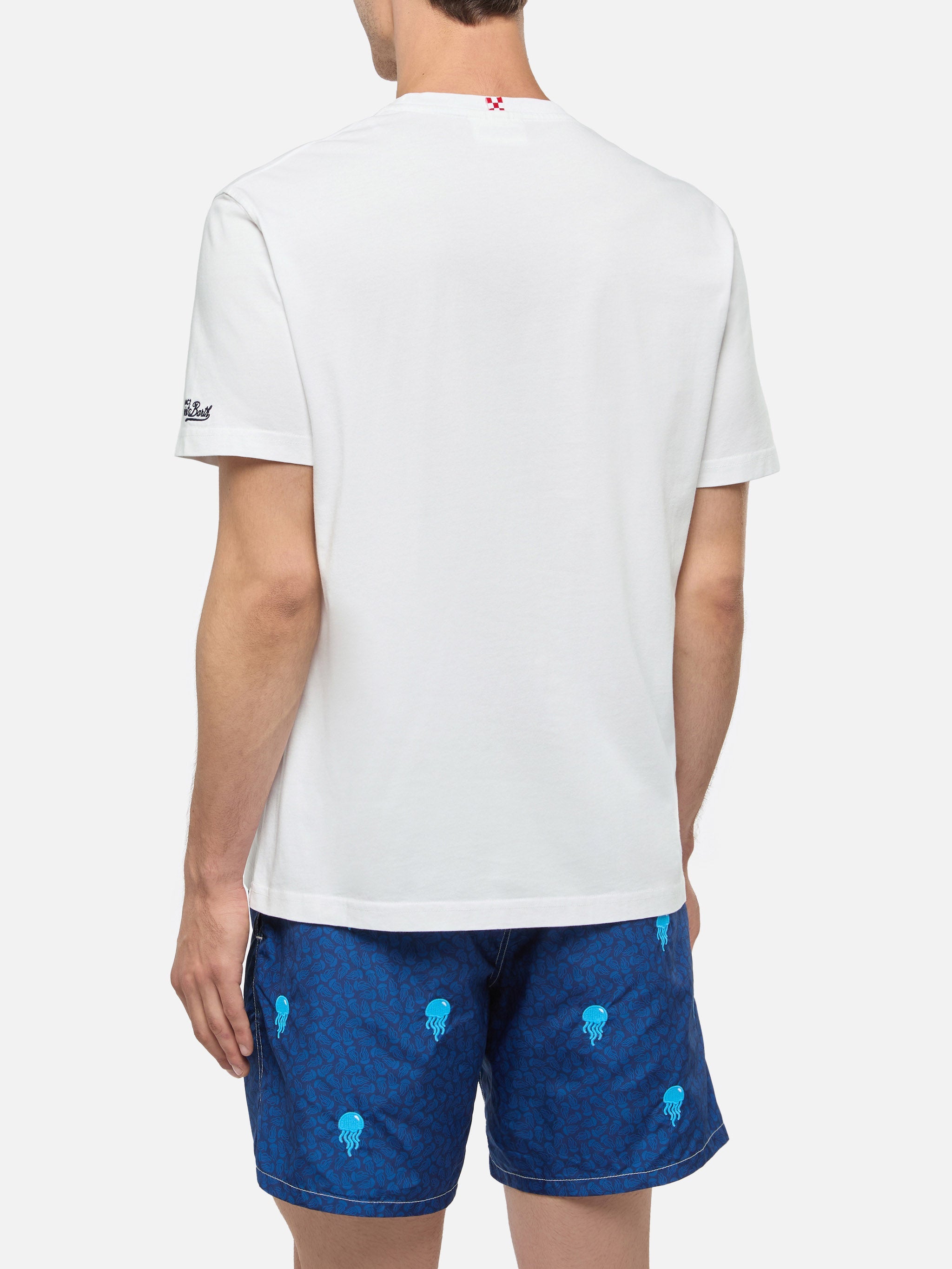 Classic Fit Cotton Jersey T-Shirt Portofino With Ancora Tu Embroidery | Insulti Luminosi Special Edition White
