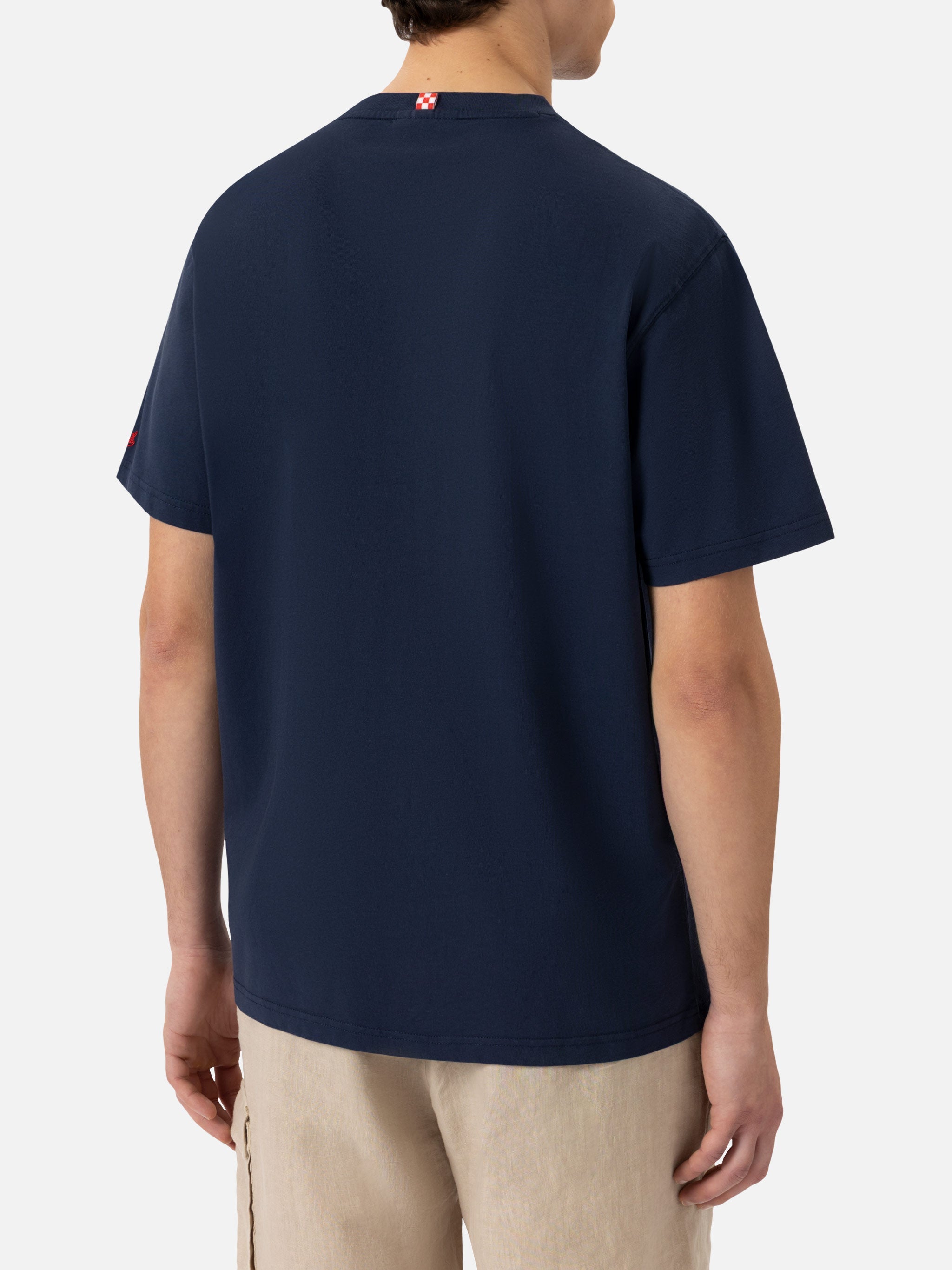 Classic Fit Cotton Jersey T-Shirt Portofino With Brillo Senza Bere Embroidery | Insulti Luminosi Special Edition Blue