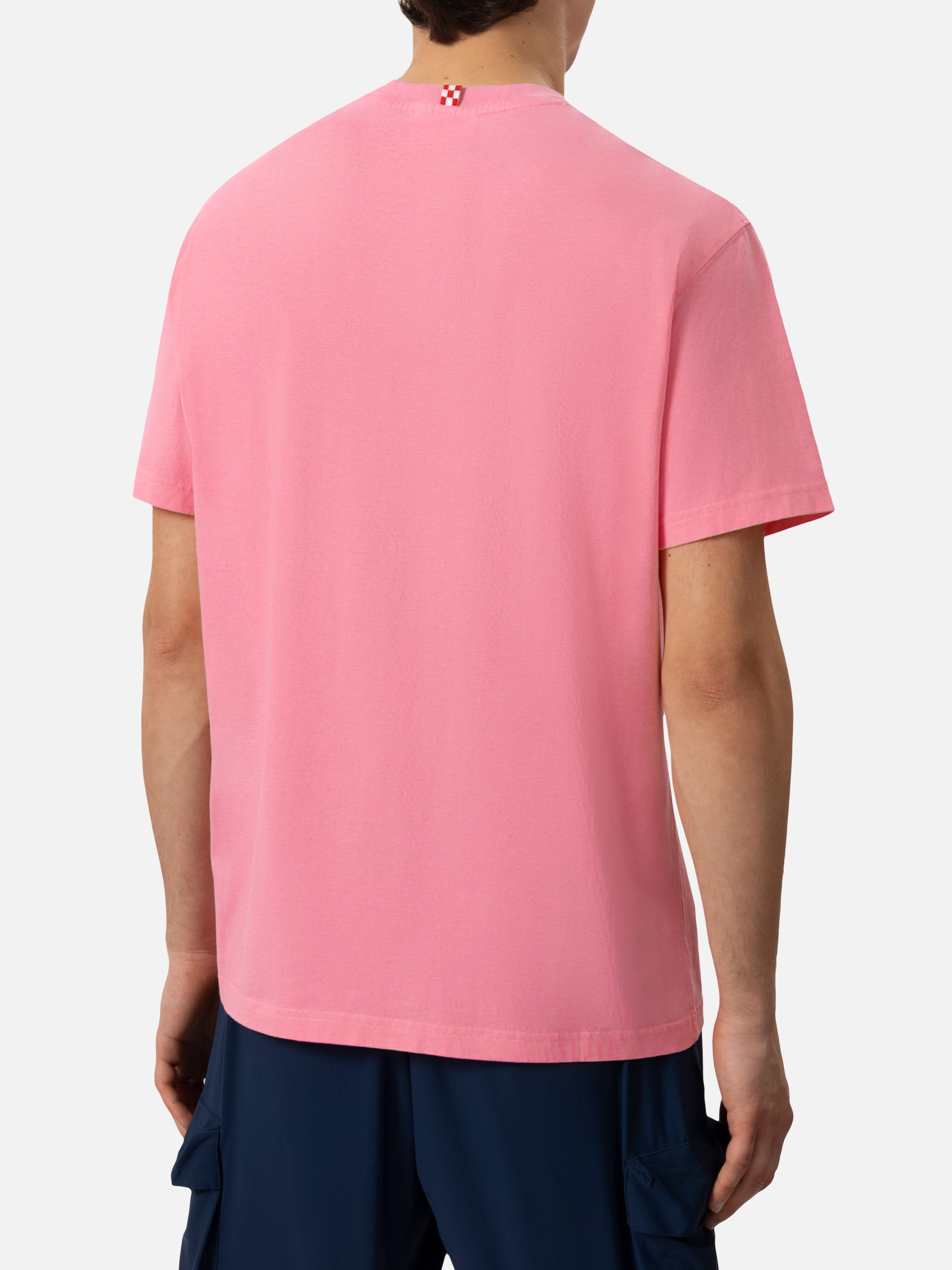 Classic Fit Cotton Jersey T-Shirt Portofino With Per Certi Versi, Altri Bevi Embroidery Pink