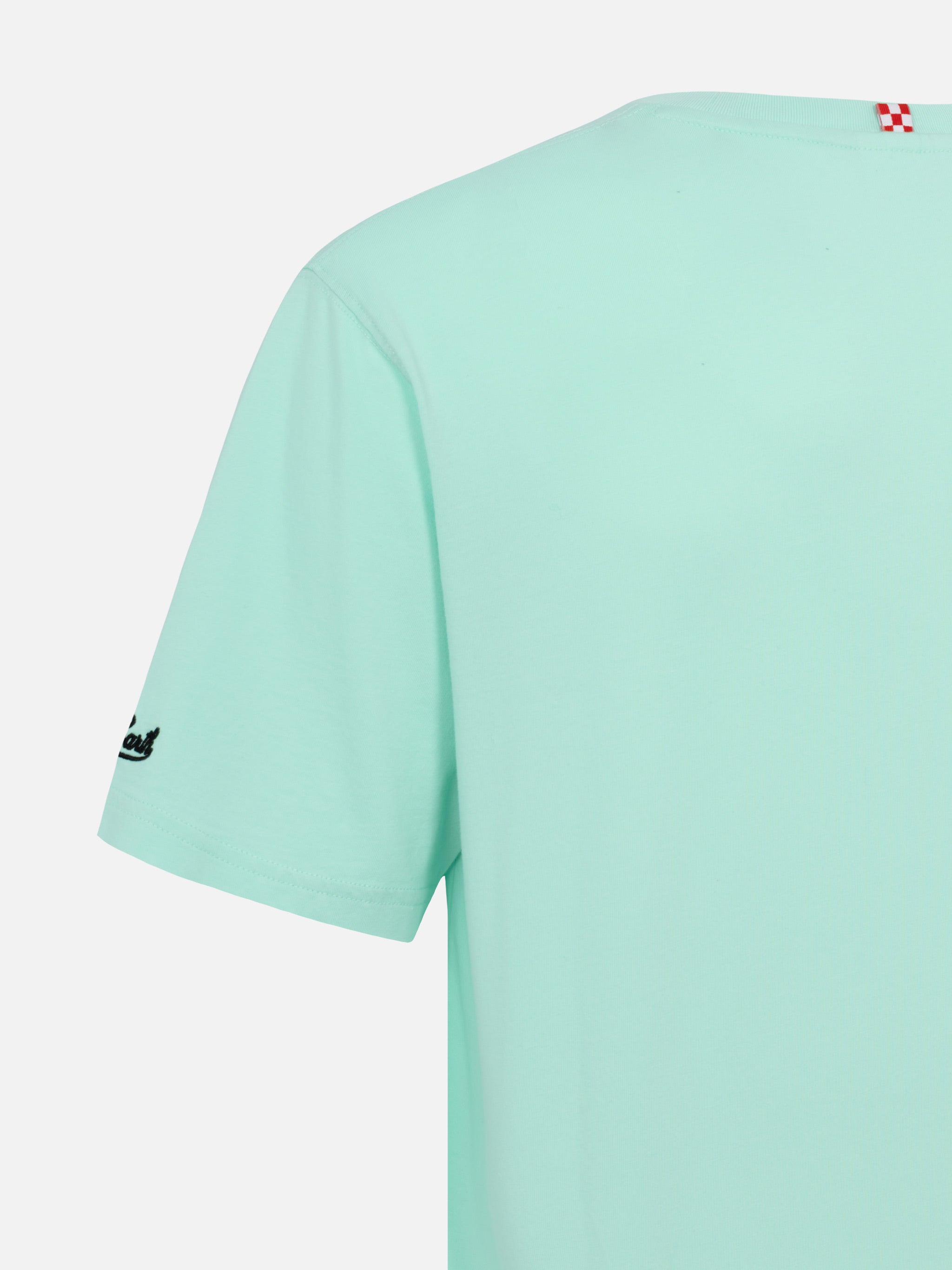 Classic Fit Cotton Jersey T-Shirt Portofino With Sabato Divino Domenica Divano Embroidery Green