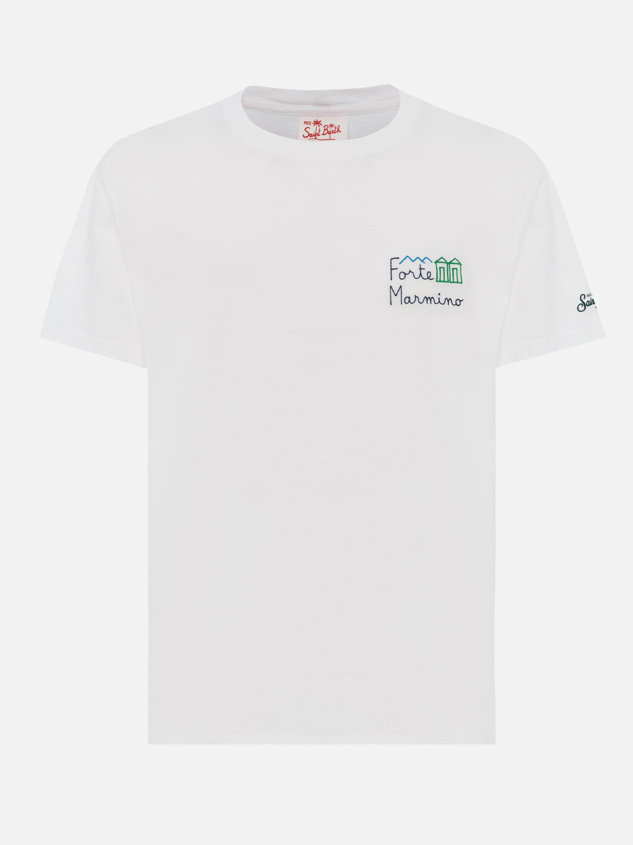Classic Fit Cotton Jersey T-Shirt Portofino With Forte Marmino Embroidery White