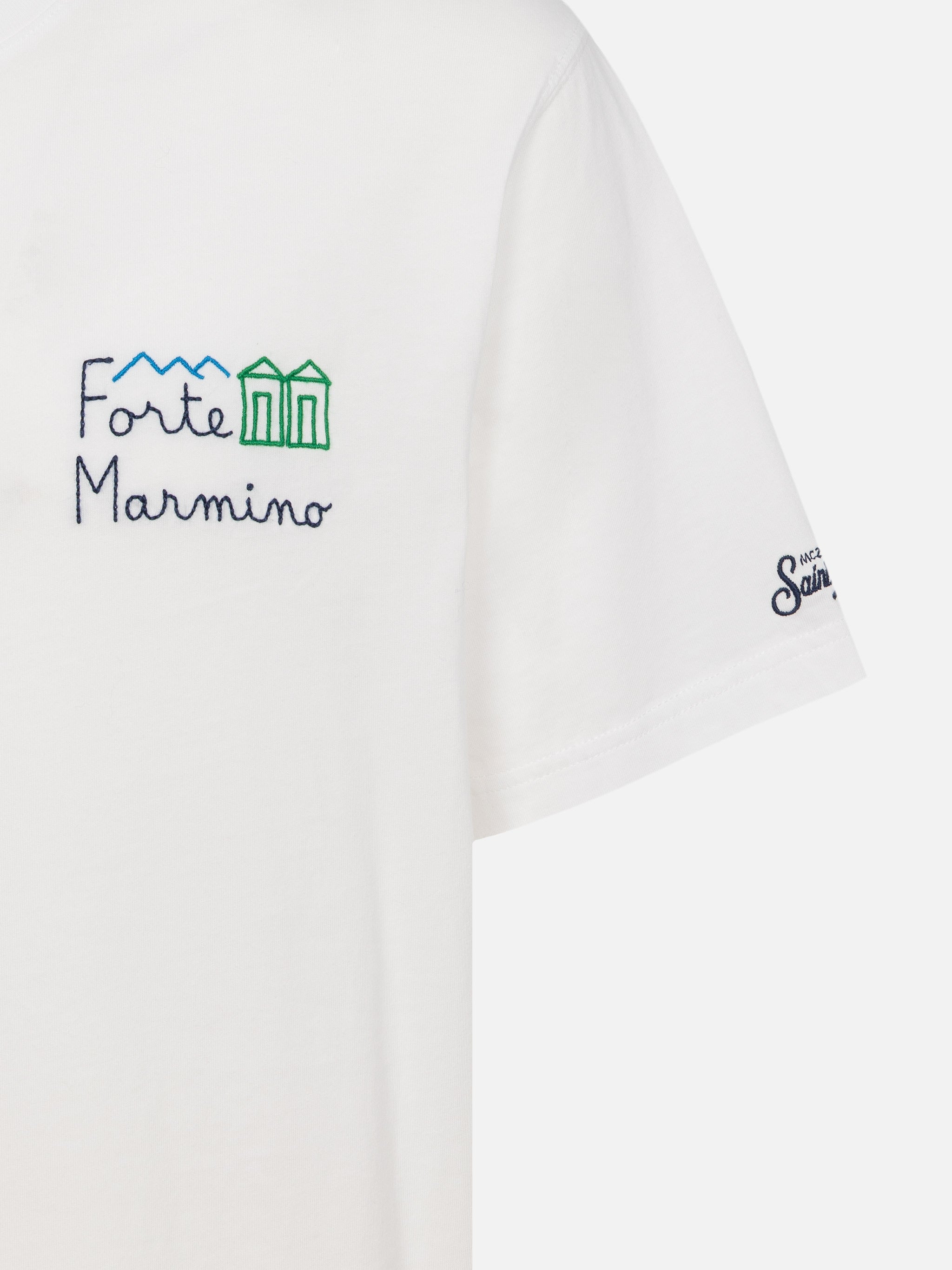 Classic Fit Cotton Jersey T-Shirt Portofino With Forte Marmino Embroidery White