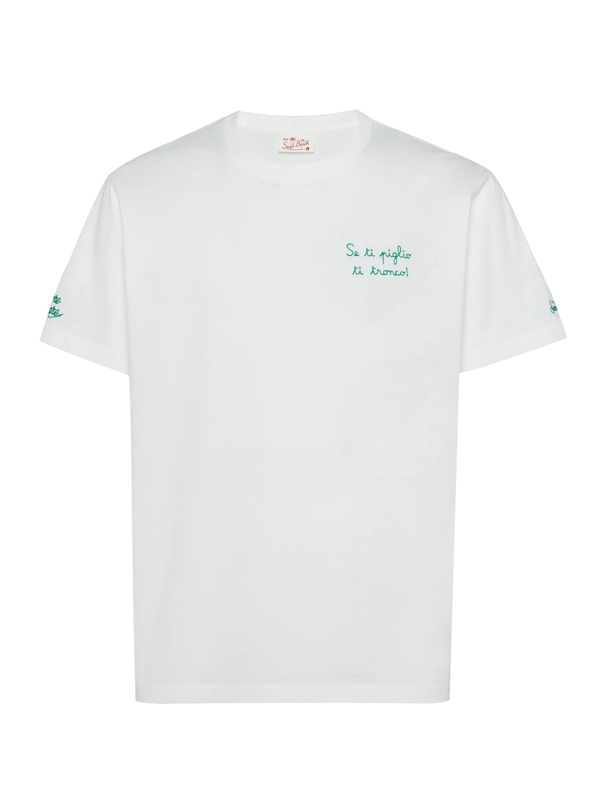 Classic Fit Cotton Jersey T-Shirt Portofino With Se Ti Piglio Tronco! Embroidery |sapore Di Mare Special Edition White