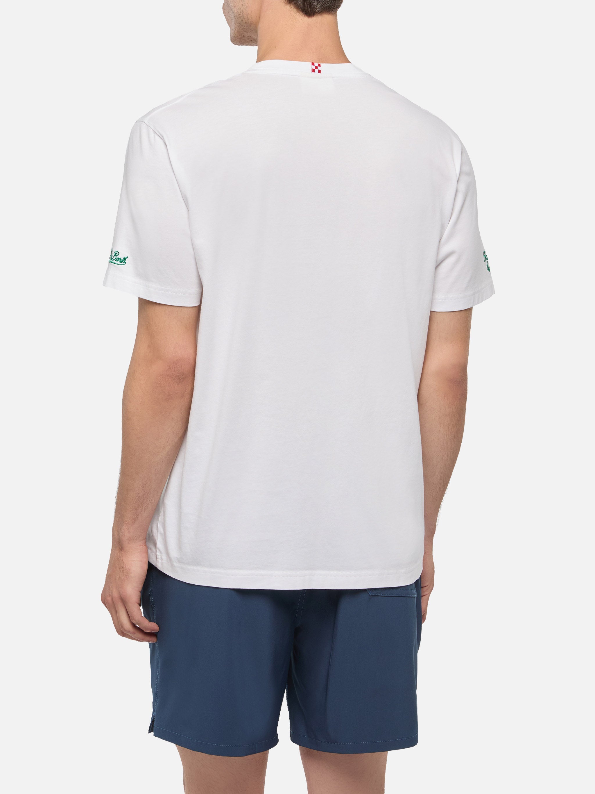 Classic Fit Cotton Jersey T-Shirt Portofino With Se Ti Piglio Tronco! Embroidery |sapore Di Mare Special Edition White