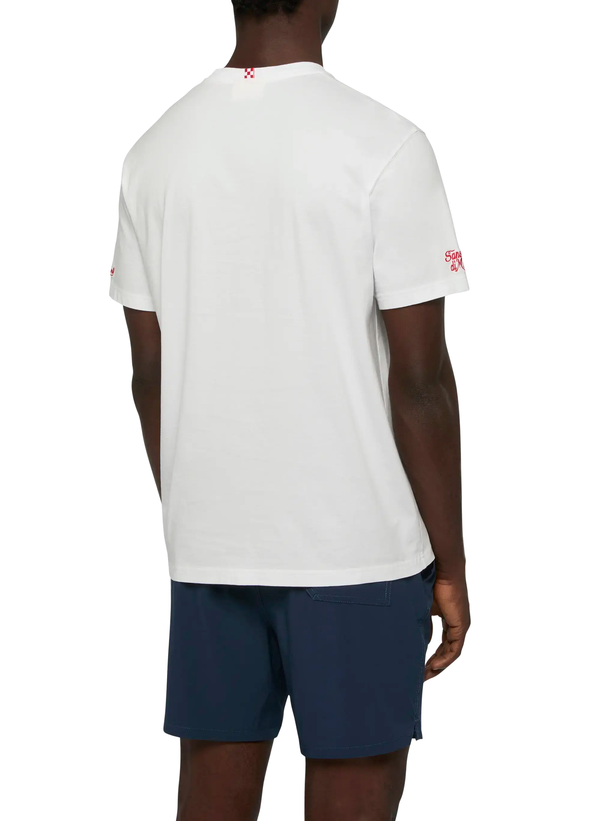 Classic Fit Cotton Jersey T-Shirt Portofino With Vengo Al Mare Embroidery |sapore Di Special Edition White