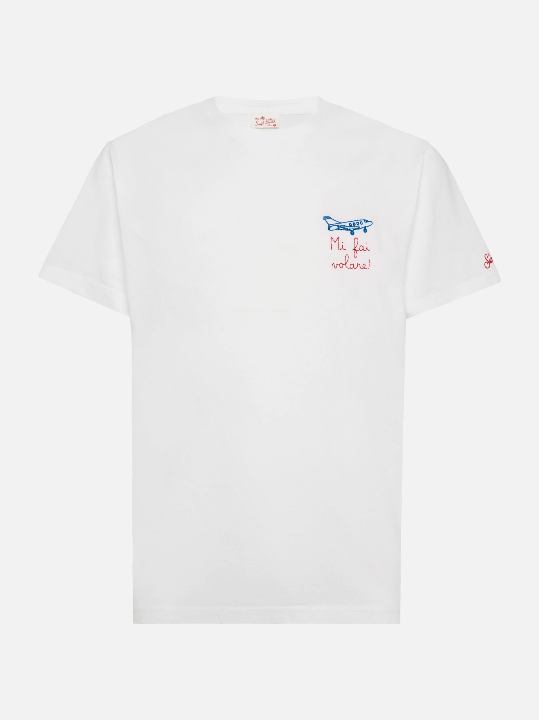 Classic Fit Cotton Jersey T-Shirt Portofino With Volare Embroidery White