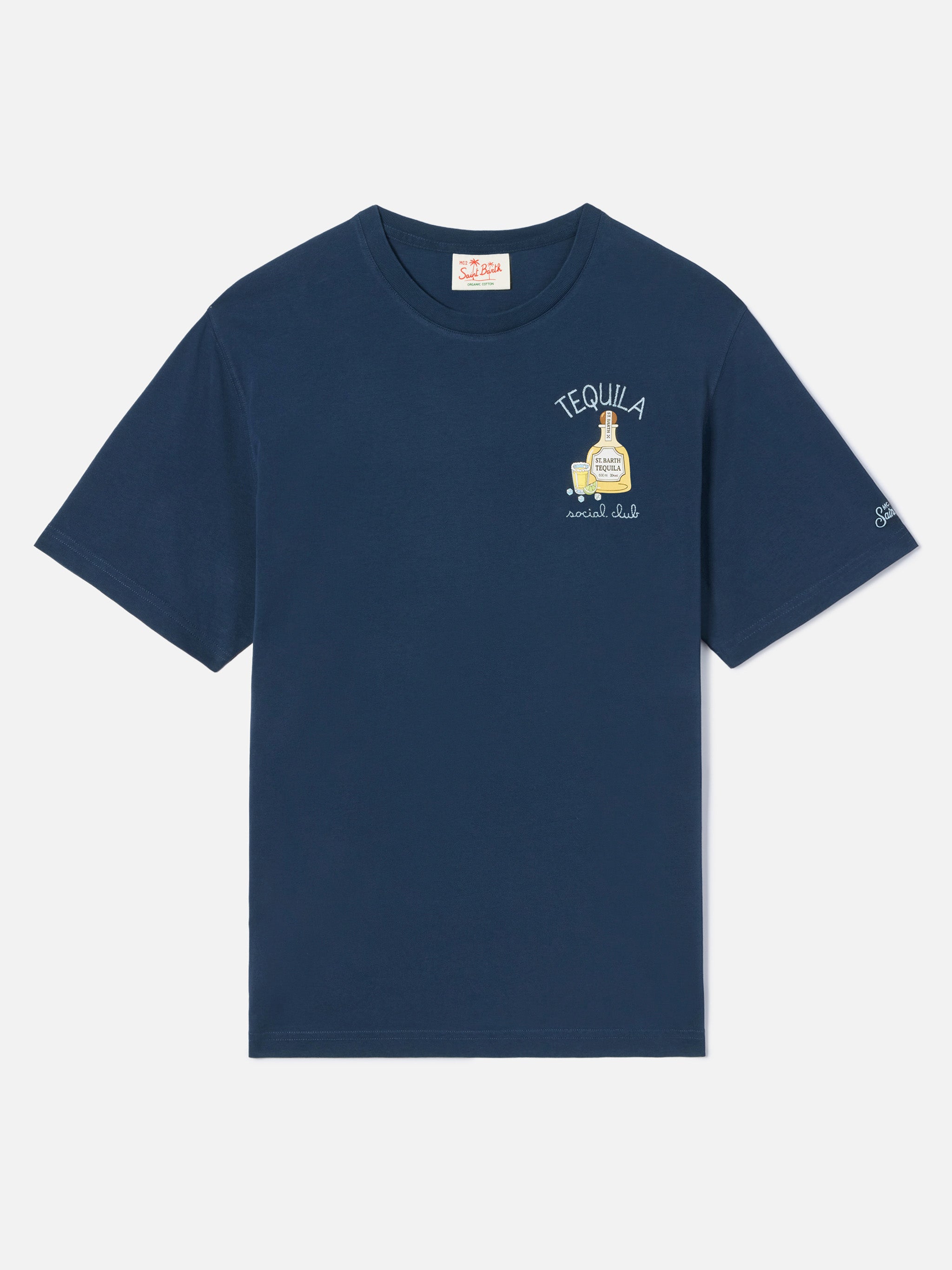 Blue Portofino T-Shirt With Tequila Social Club Embroidery