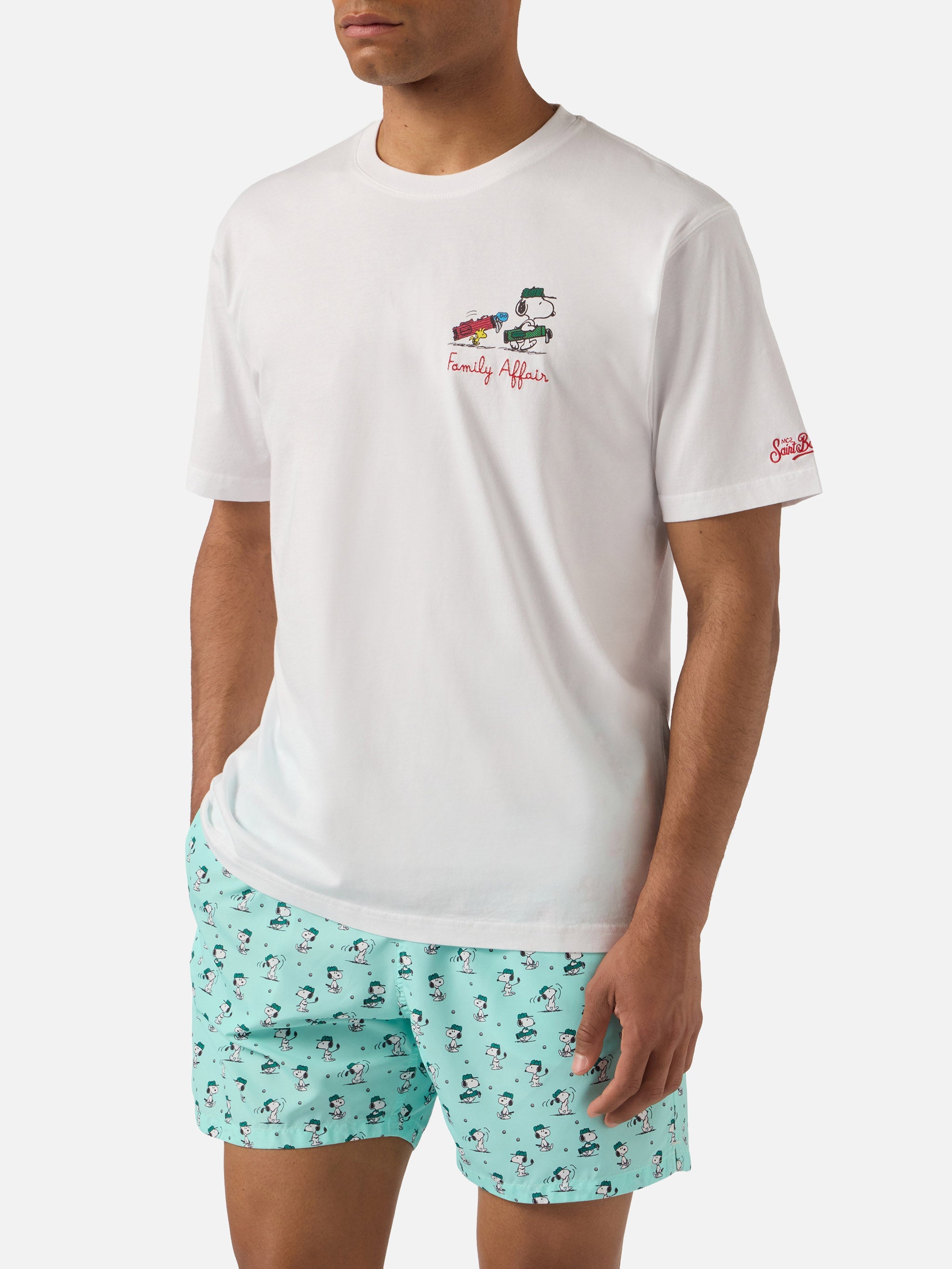 White Portofino T-Shirt With Snoopy Family Affair Embroidery | Special Edition