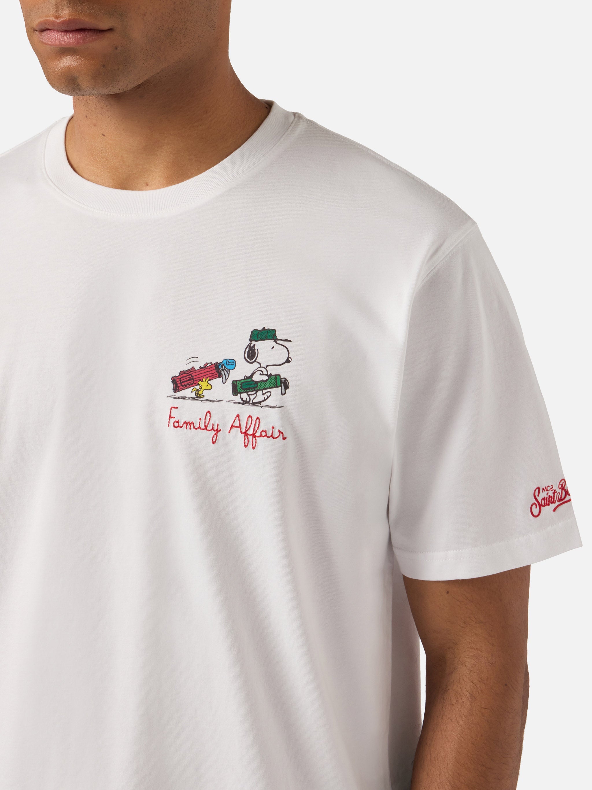 White Portofino T-Shirt With Snoopy Family Affair Embroidery | Special Edition