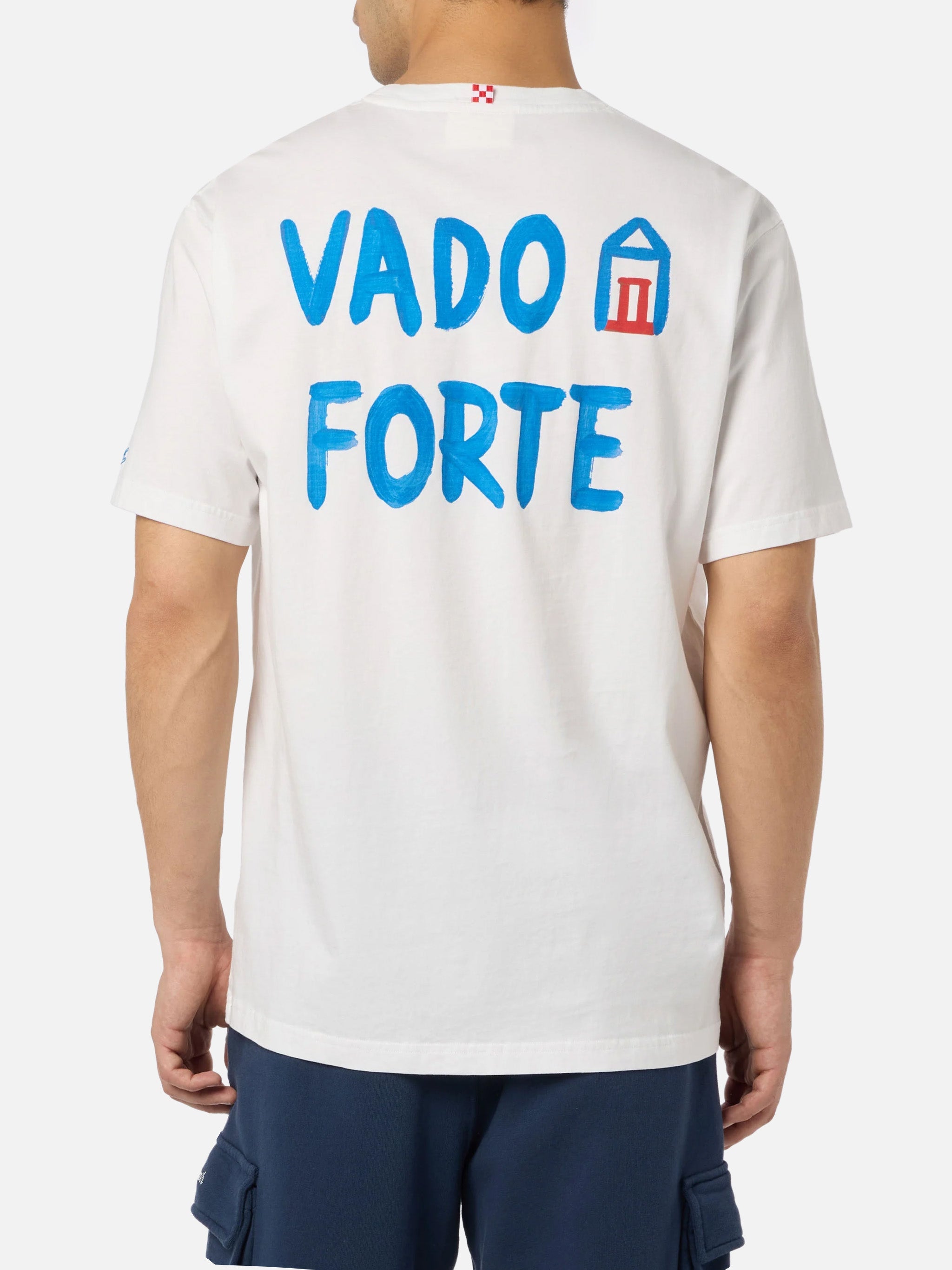 Man Classic Fit Cotton Jersey T-Shirt Portofino With Vado A Forte Print | Alle Boe Special Edition White