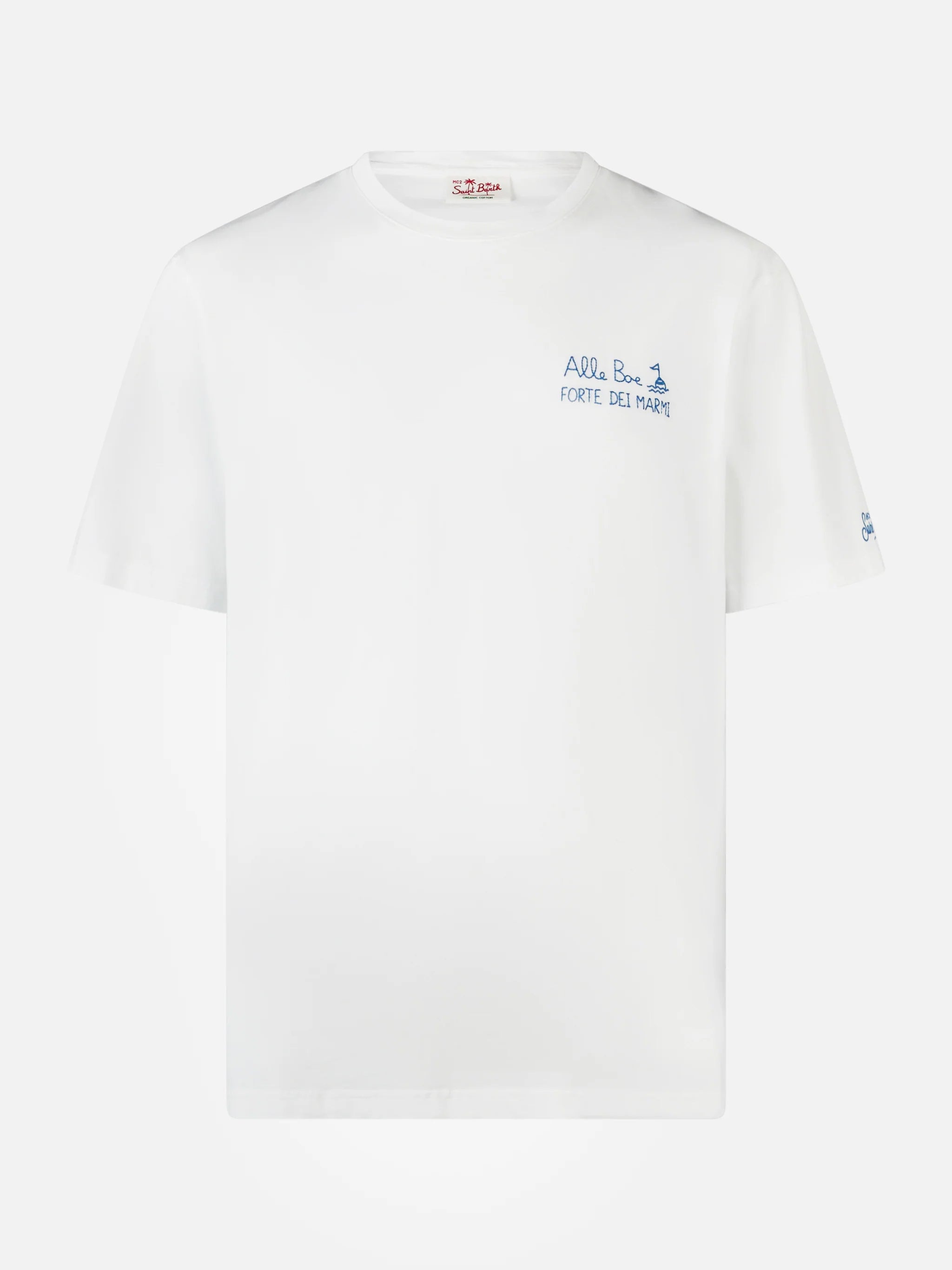 Man Classic Fit Cotton Jersey T-Shirt Portofino With Vado A Forte Print | Alle Boe Special Edition White