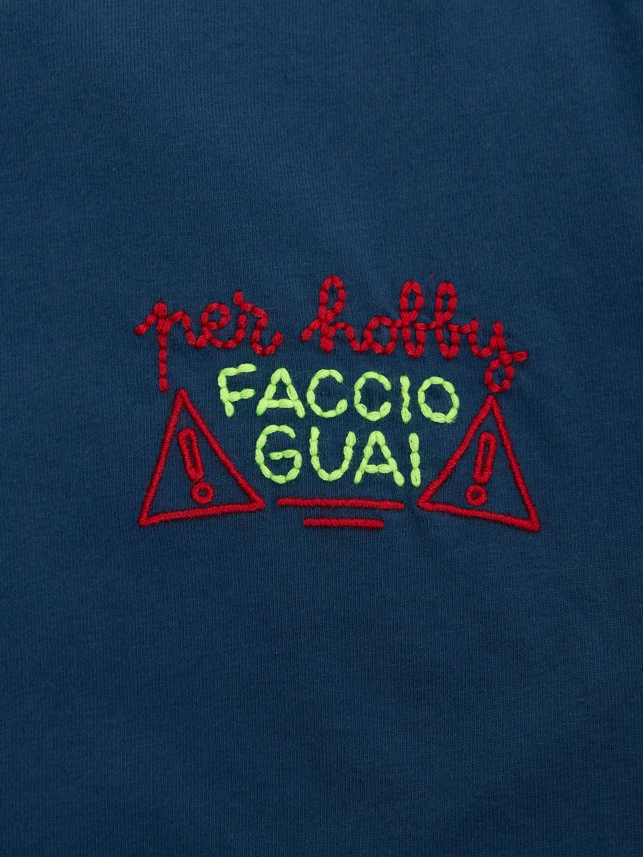 Boy Cotton Jersey T-Shirt Portofino Jr With Per Hobby Faccio Guai Embroidery | Insulti Luminosi Special Edition Blue