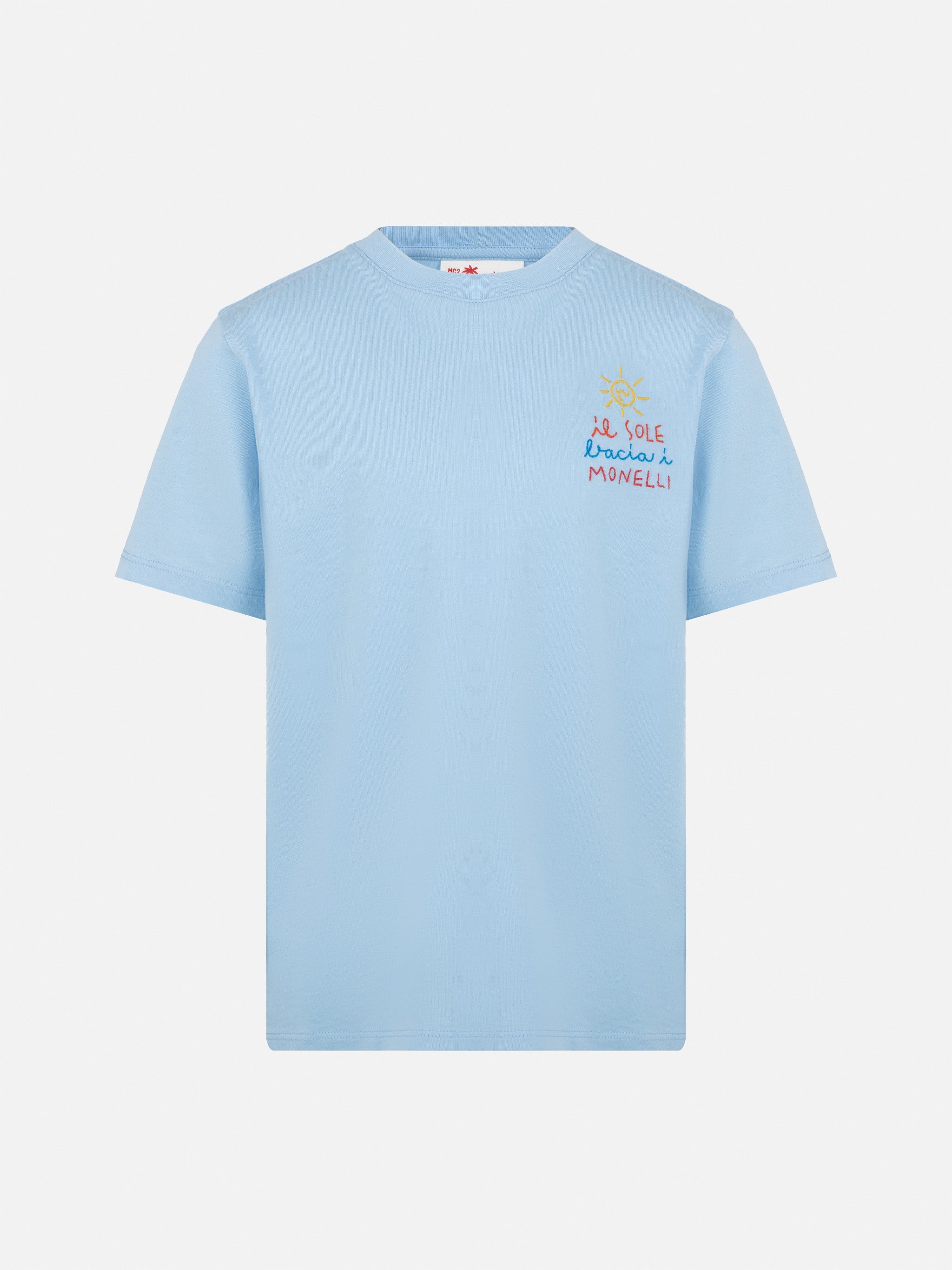 Portofino Jr Cotton Jersey T-Shirt With Il Sole Bacia I Monelli Embroidery | Insulti Luminosi Special Edition Blue