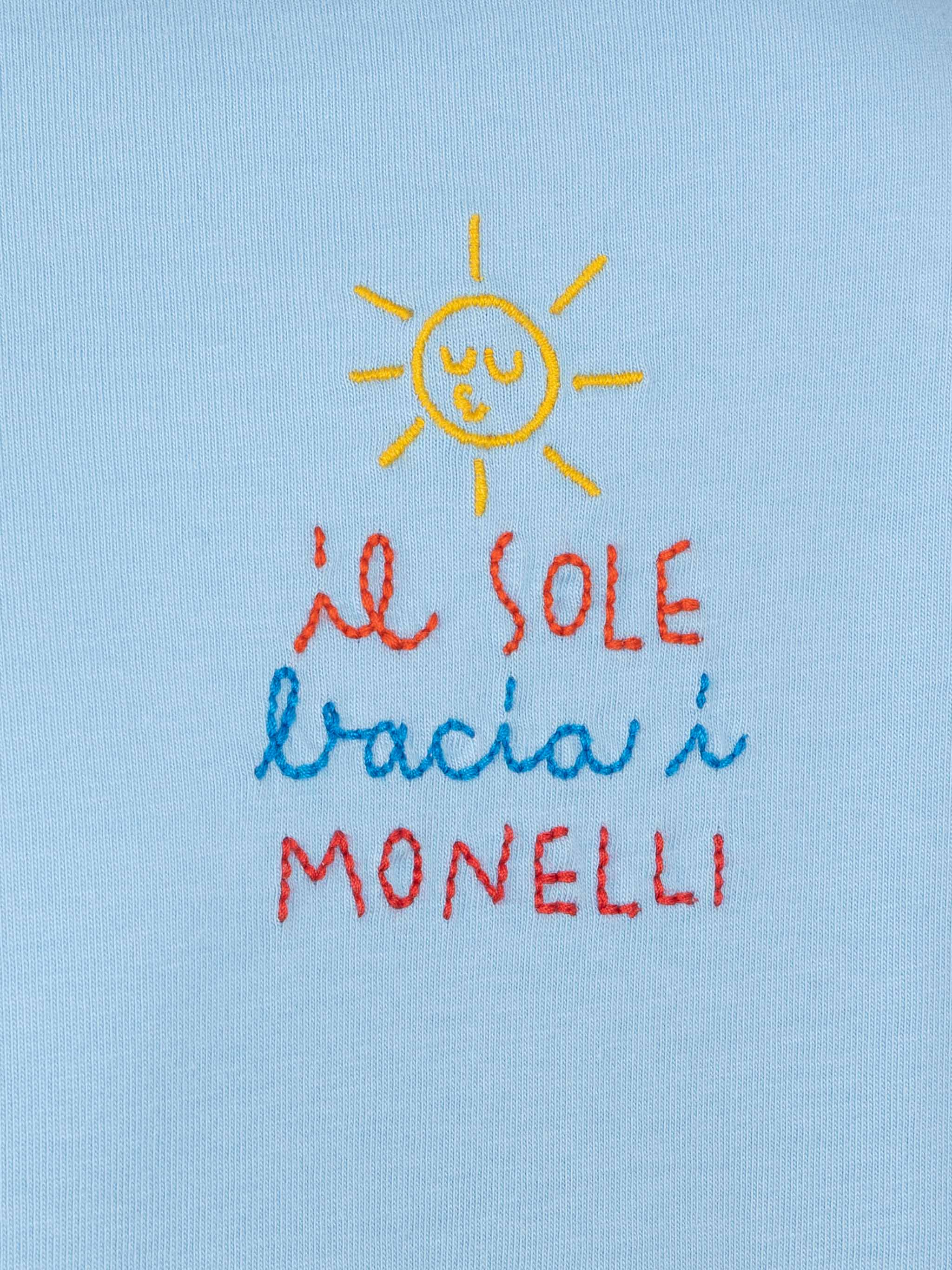 Portofino Jr Cotton Jersey T-Shirt With Il Sole Bacia I Monelli Embroidery | Insulti Luminosi Special Edition Blue