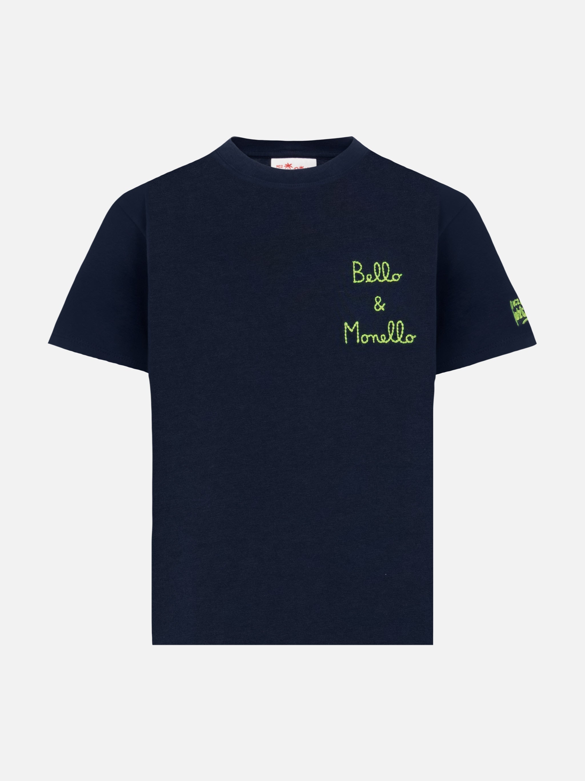 Portofino Jr Cotton Jersey T-Shirt With Bello E Monello Embroidery Blue