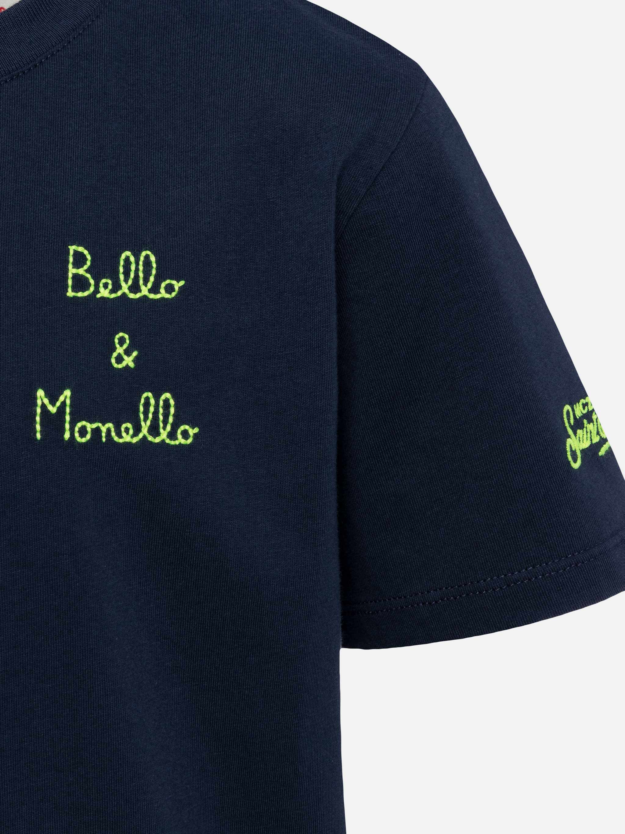 Portofino Jr Cotton Jersey T-Shirt With Bello E Monello Embroidery Blue