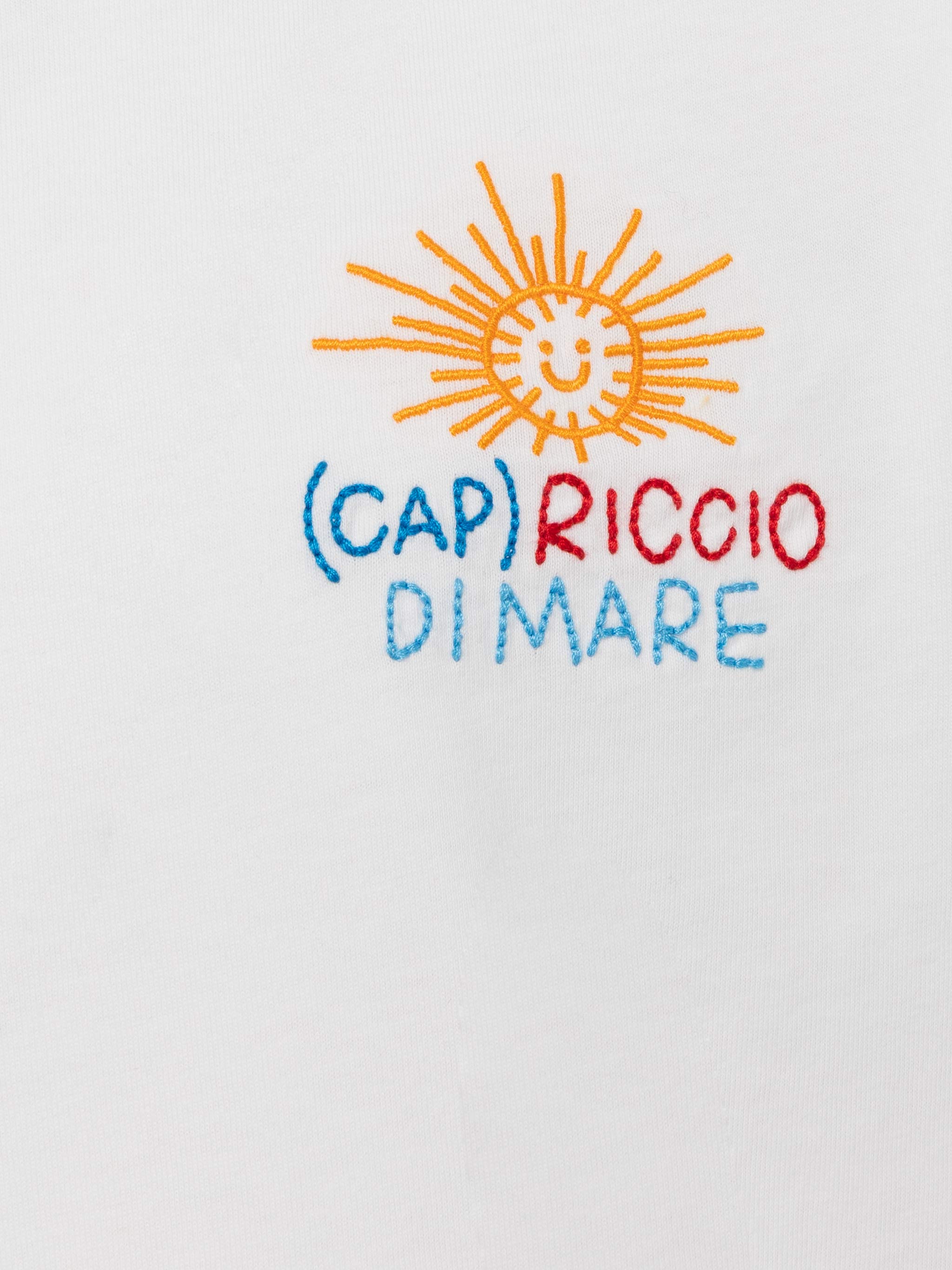 Portofino Jr Cotton Jersey T-Shirt With Capriccio Di Mare Embroidery | Insulti Luminosi Special Edition White