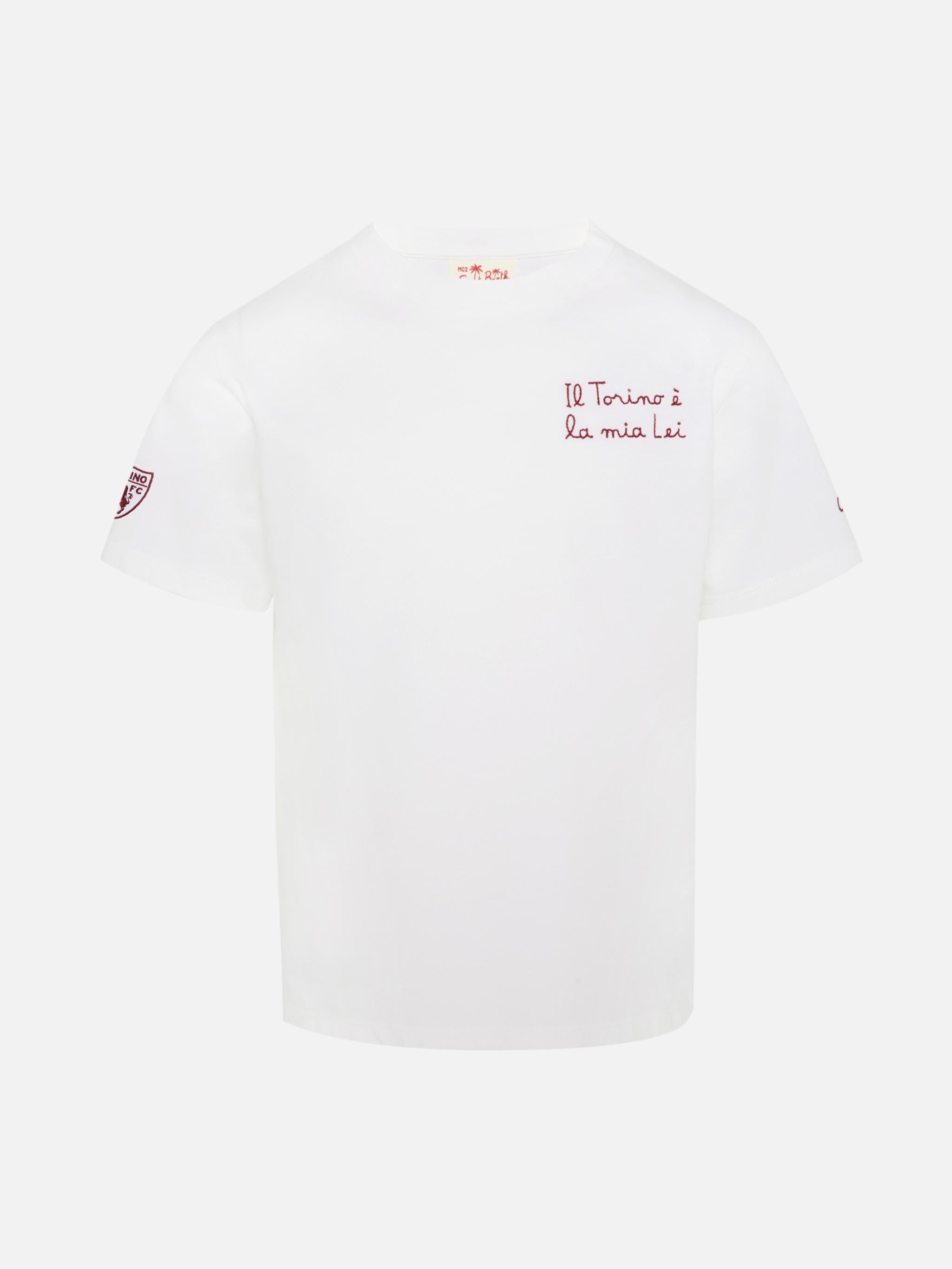 Boy Cotton Jersey T-Shirt Portofino Jr With Il Torino È La Mia Lei Embroidery | Fc Special Edition White