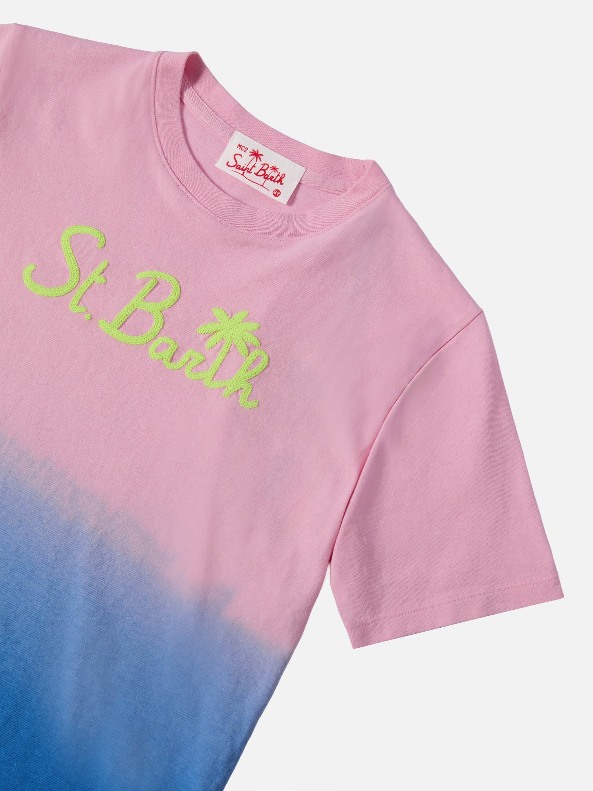 Cotton Jersey T-Shirt Portofino Jr With Tie-Dye Print Pink