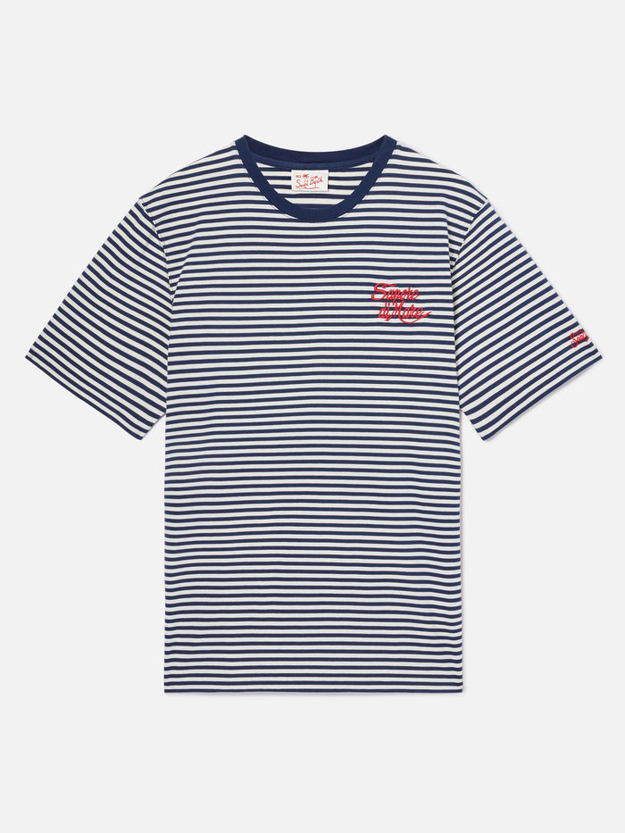 Blue Striped Portofino T-Shirt With Sapore Di Mare Embroidery | Special Edition