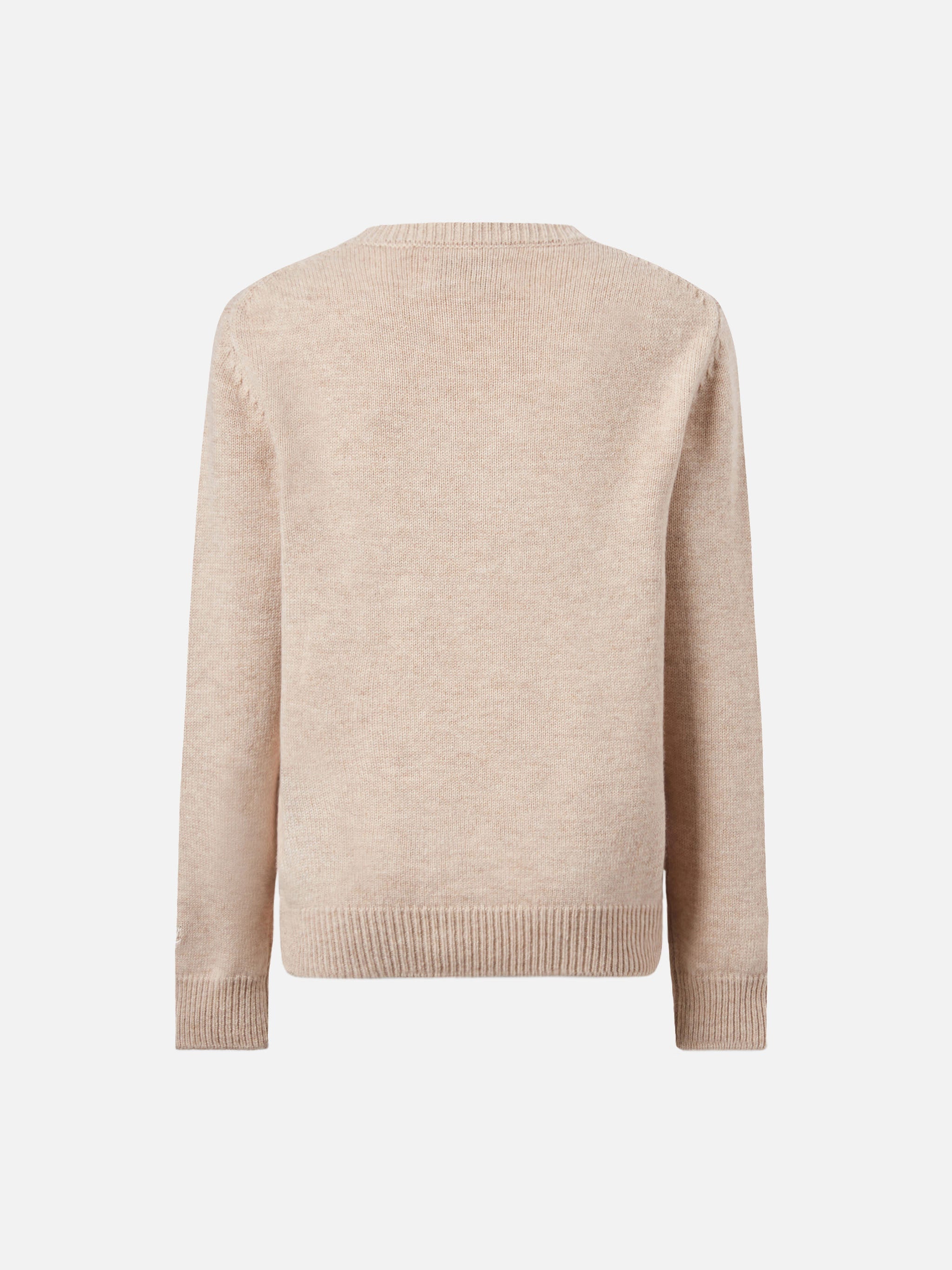 Princess Cashmere-Blend Sweater With Non Voglio Crescere Embroidery Beige