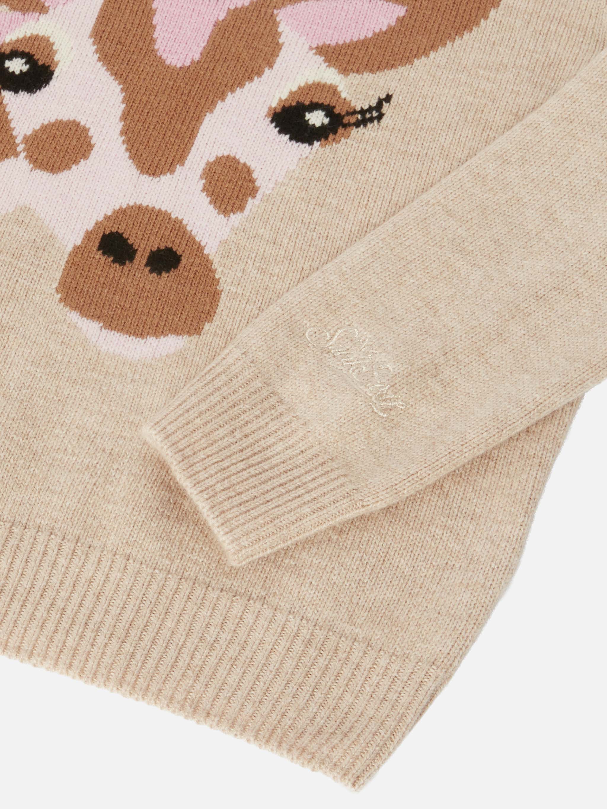 Princess Cashmere-Blend Sweater With Non Voglio Crescere Embroidery Beige