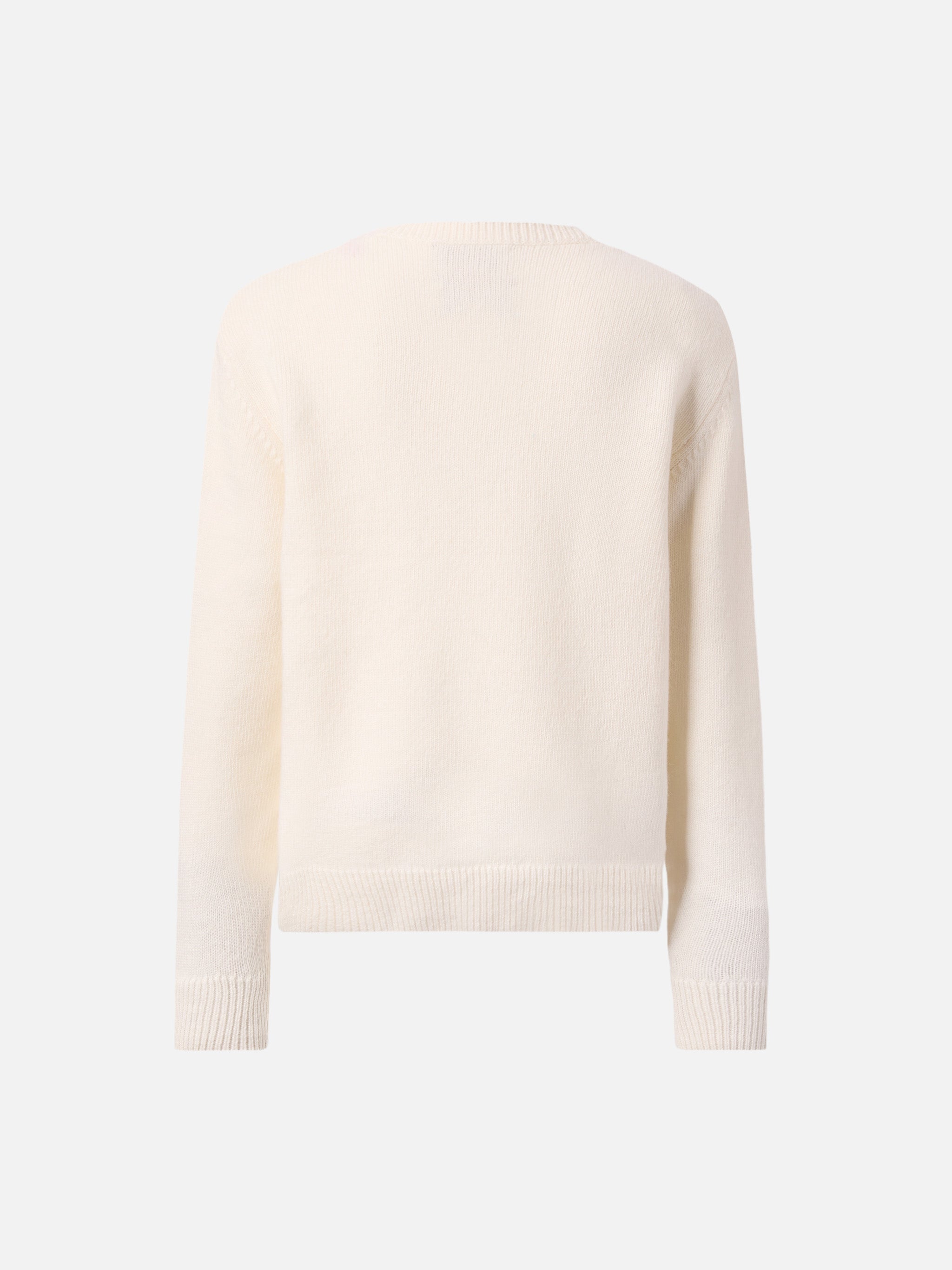 Princess Cashmere-Blend Crewneck With Vacanze Di Natale Lurex Jacquard | Special Edition White