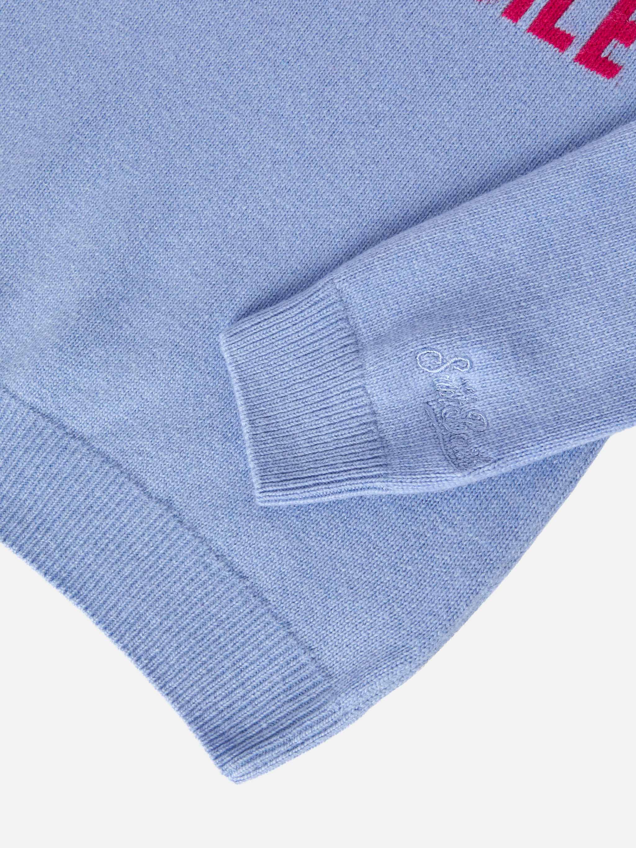 Princess Cashmere-Blend Crewneck With Bella E Impossibile Jacquard Blue