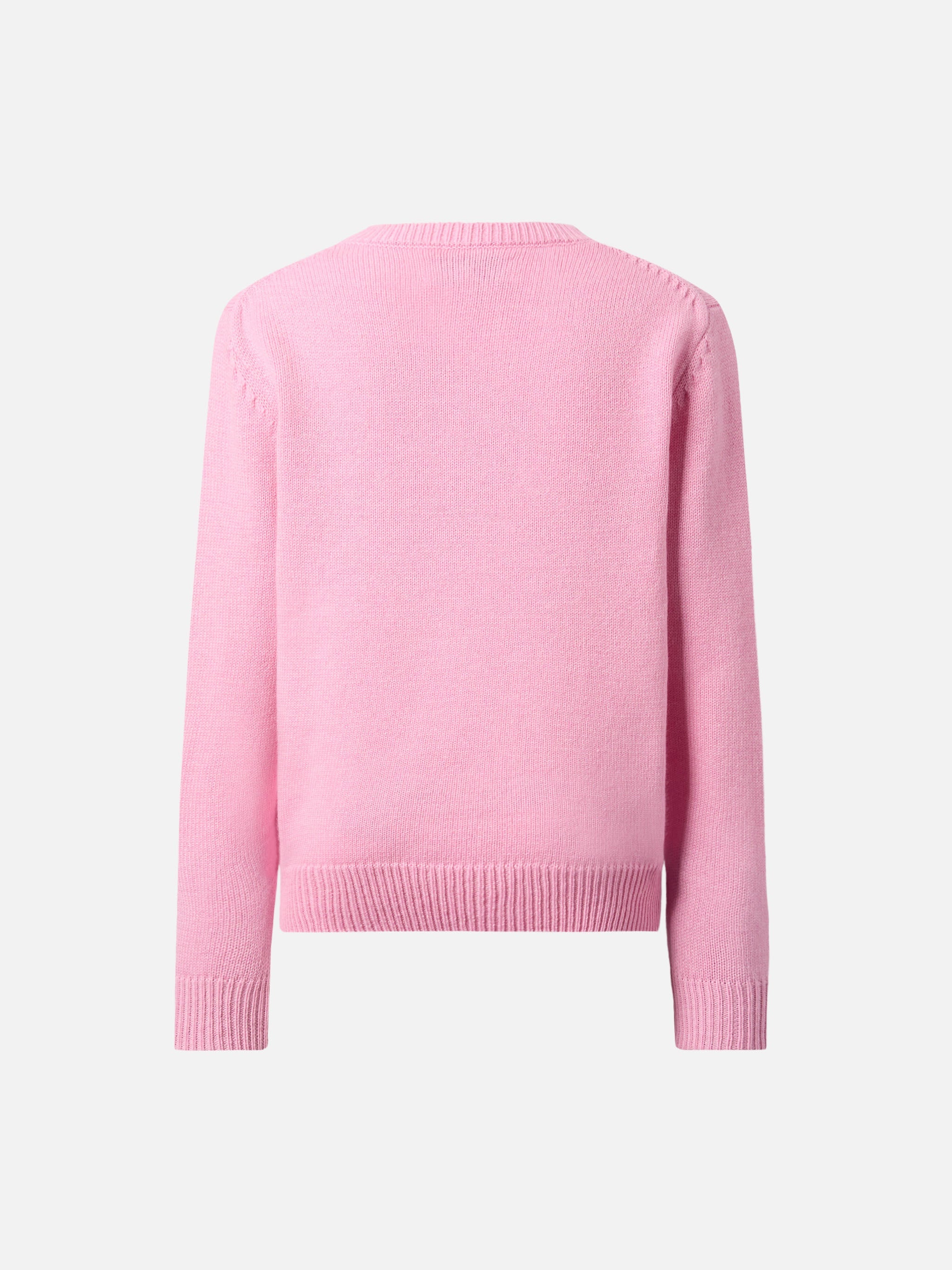 Princess Cashmere-Blend Crewneck With Favolosa Jacquard Pink