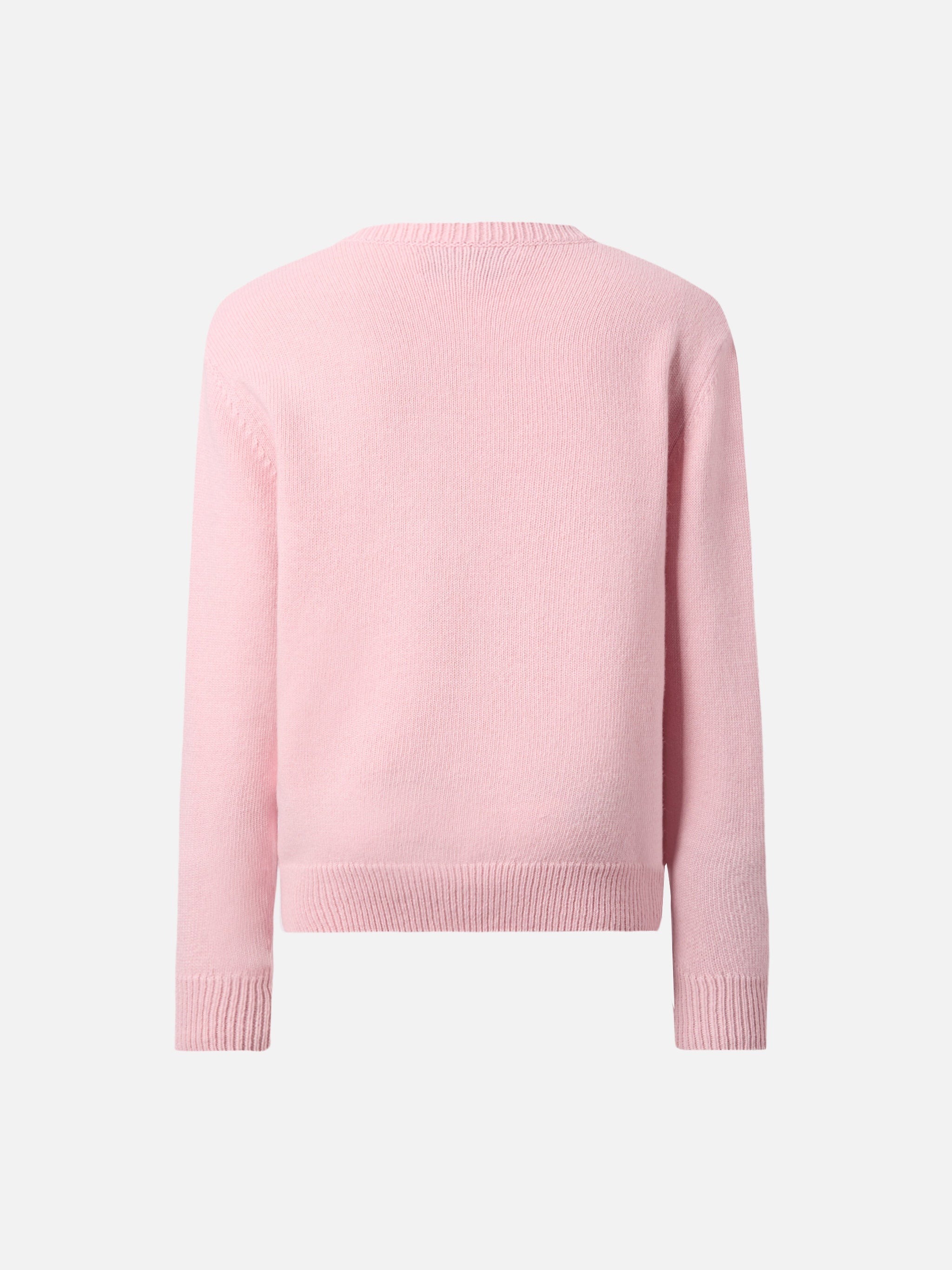 Princess Cashmere-Blend Crewneck With Born To Shine Lurex Jacquard Pink