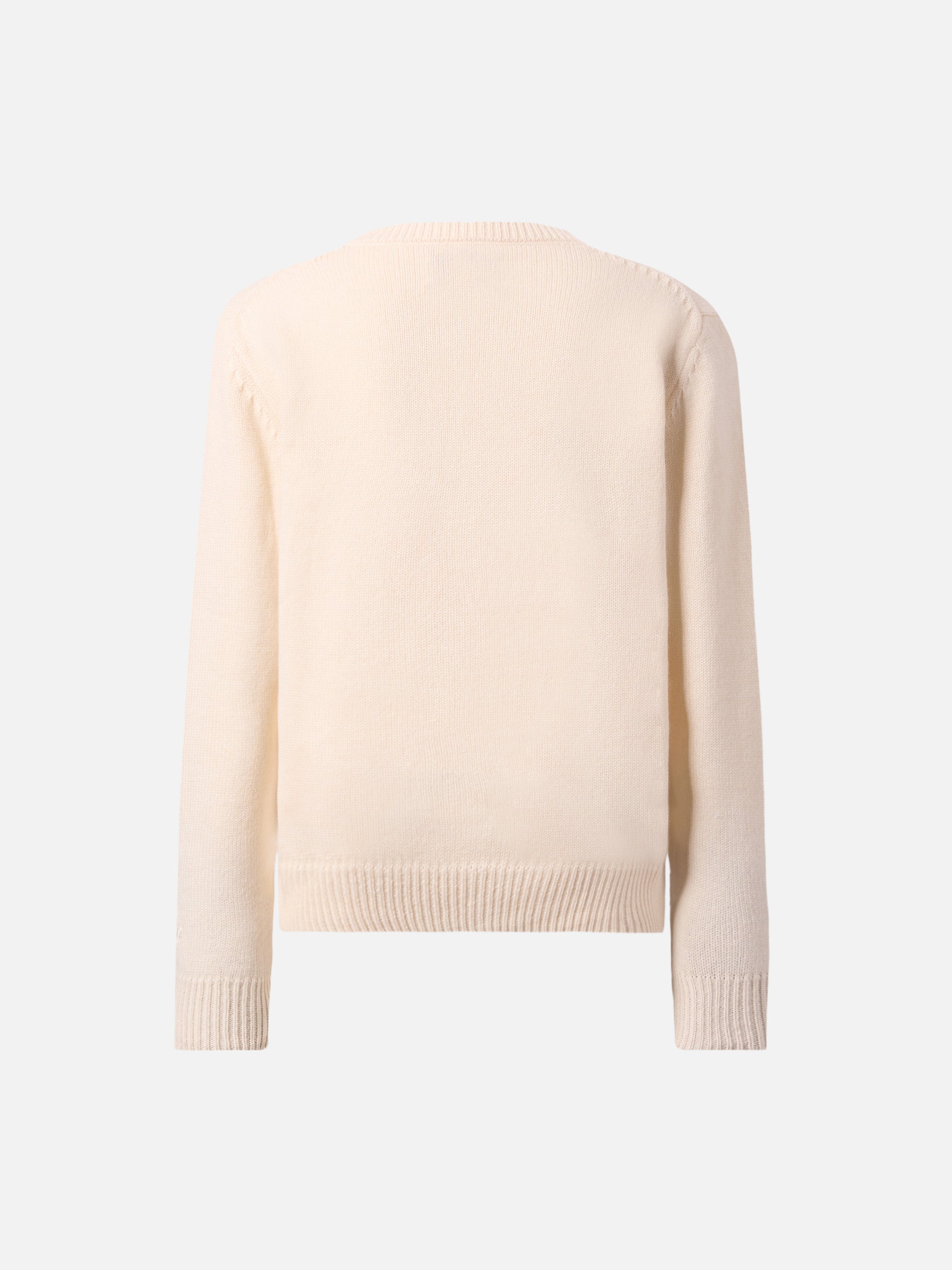 Princess Cashmere-Blend Crewneck With Splendida Splendente Lurex Jacquard White