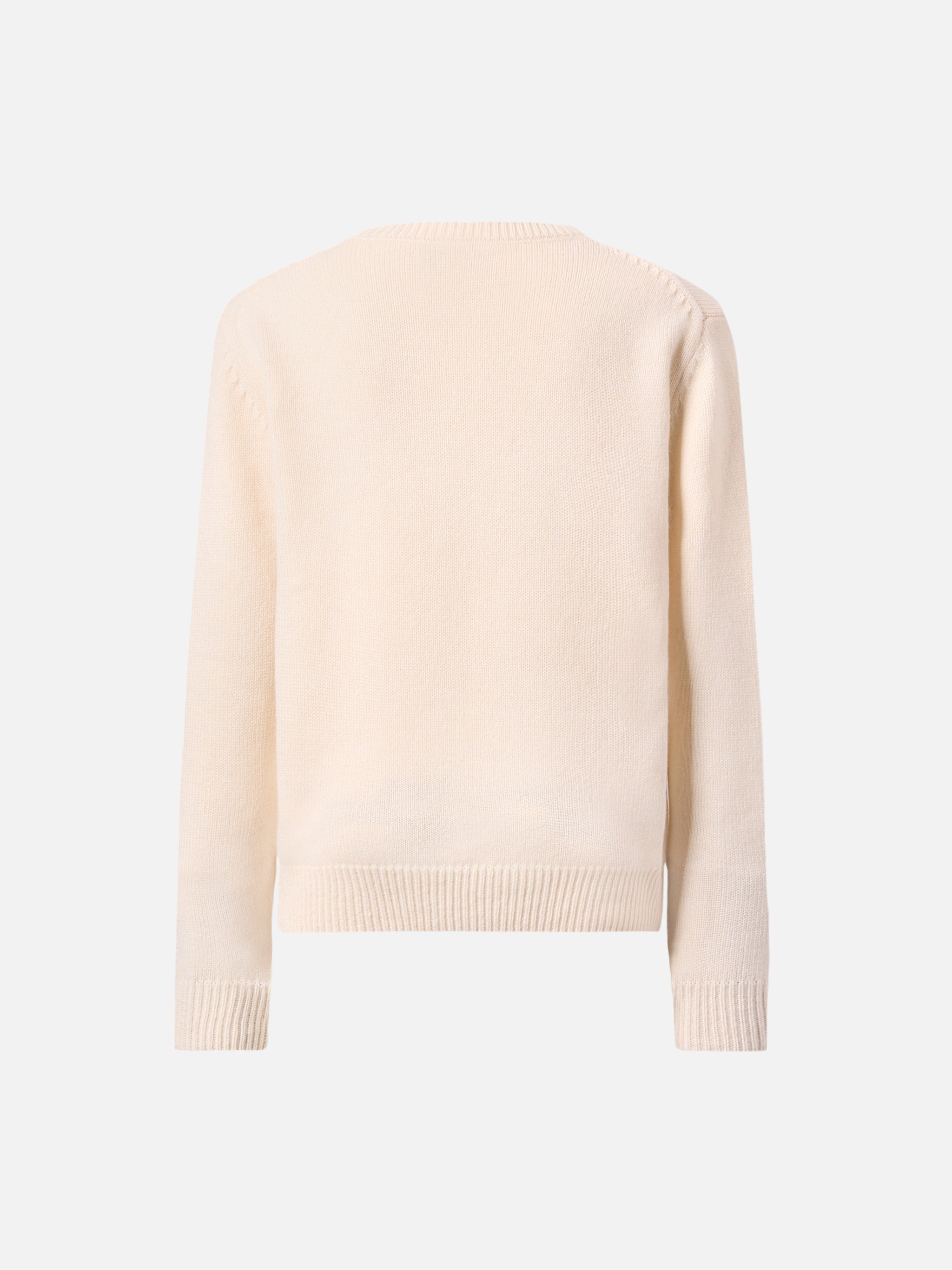 Princess Cashmere-Blend Crewneck With Viziata Rhinestone Appliqué White