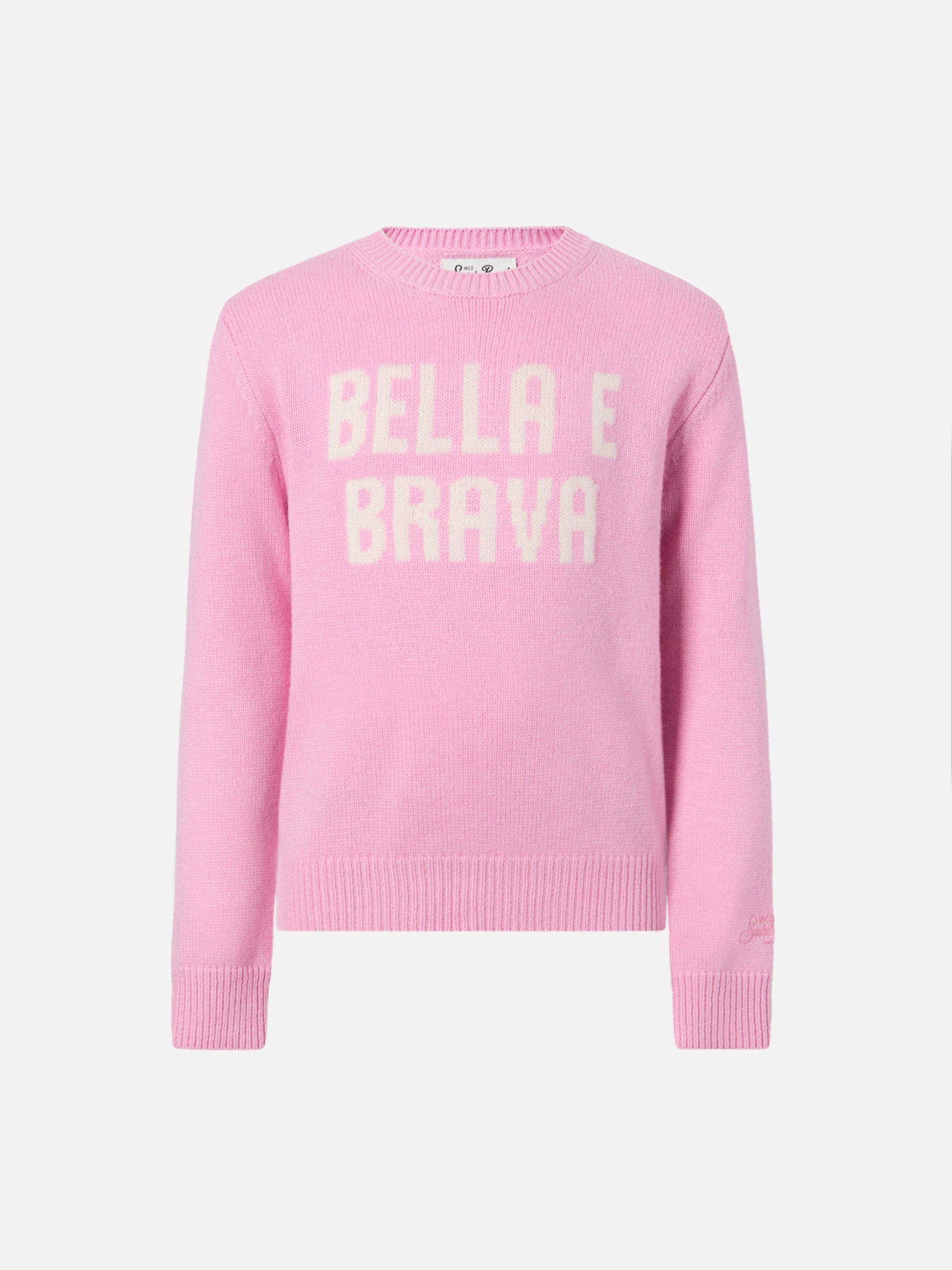 Princess Crewneck Cashmere Blend With Bella E Brava Jacquard Pink