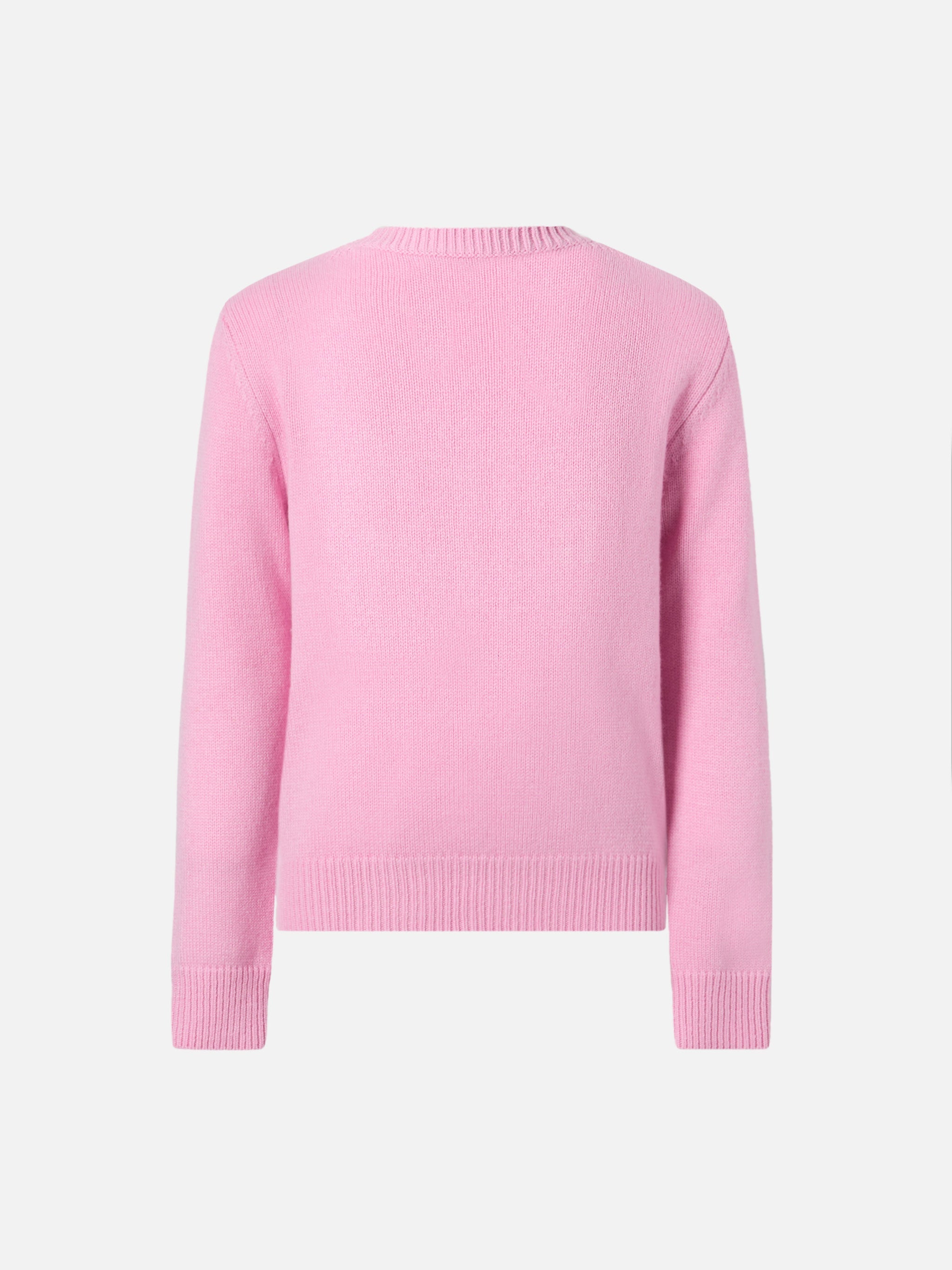 Princess Crewneck Cashmere Blend With Bella E Brava Jacquard Pink