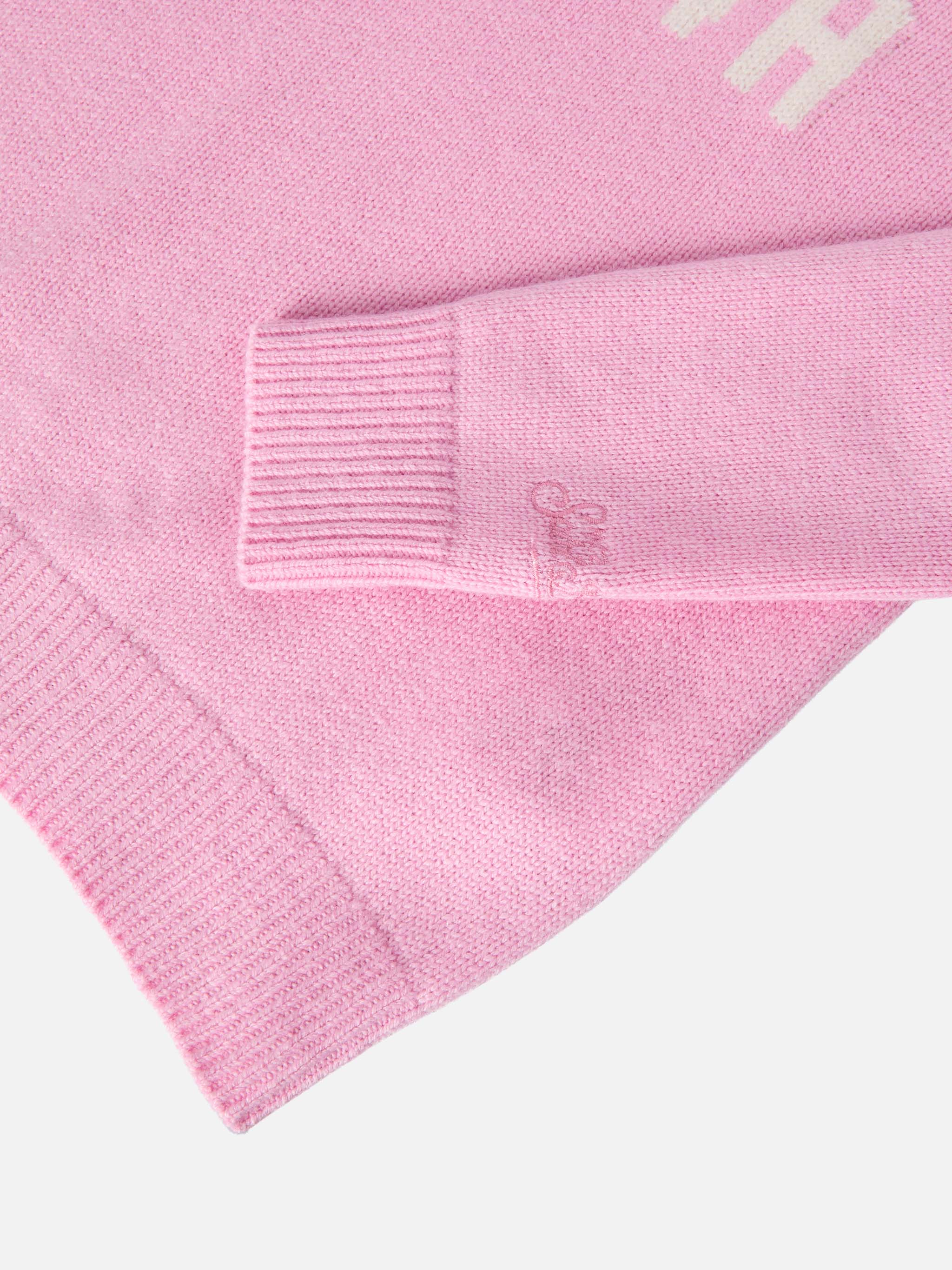 Princess Crewneck Cashmere Blend With Bella E Brava Jacquard Pink