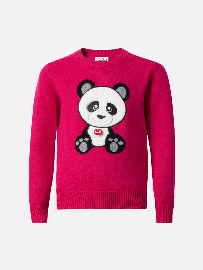 Princess Cashmere-Blend Crewneck With Trudi Panda Patch | Special Edition Pink