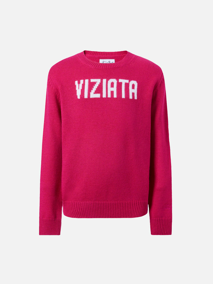 Princess Cashmere-Blend Sweater With Viziata Jacquard Pink