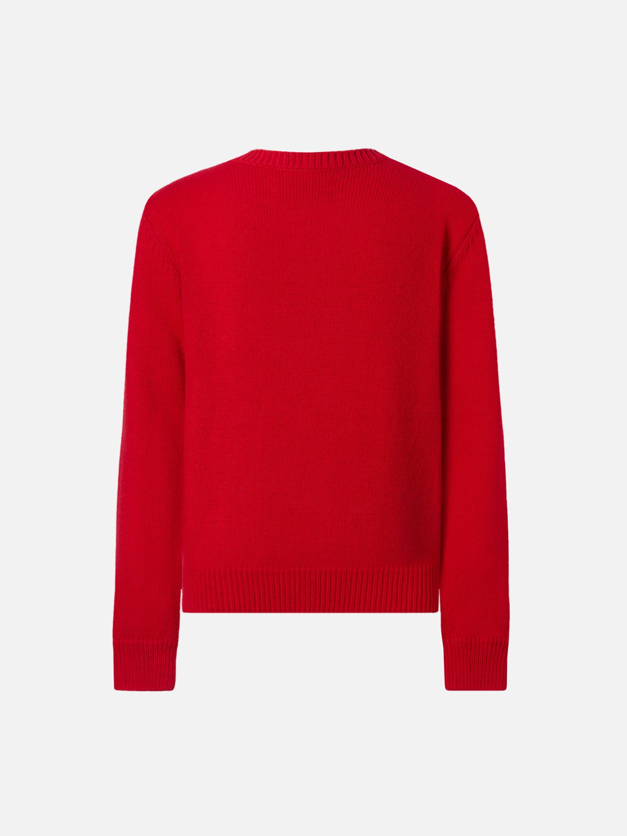 Princess Cashmere-Blend Crewneck With Snoopy Jacquard And Velvet Bow Appliqué | Peanuts Special Edition Red